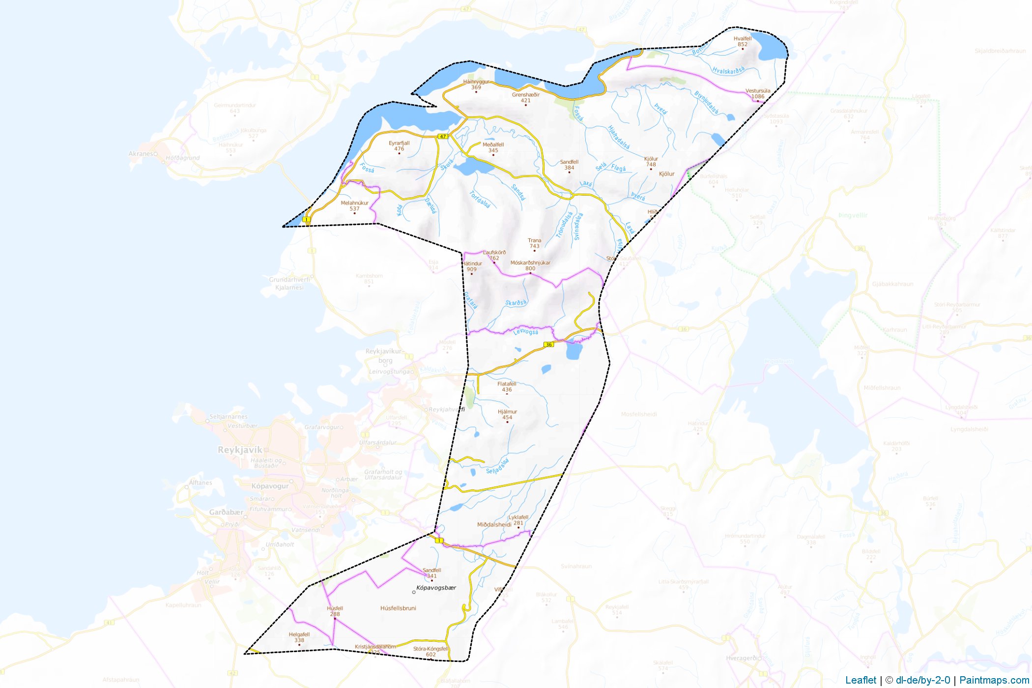 Muestras de recorte de mapas Höfuðborgarsvæði (Islandia)-1