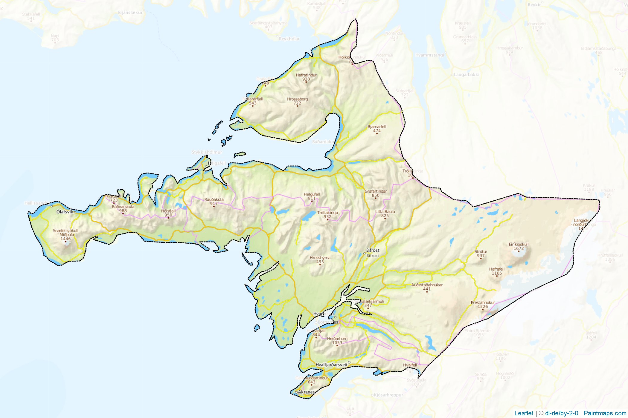 Vesturland (Iceland) Map Cropping Samples-1