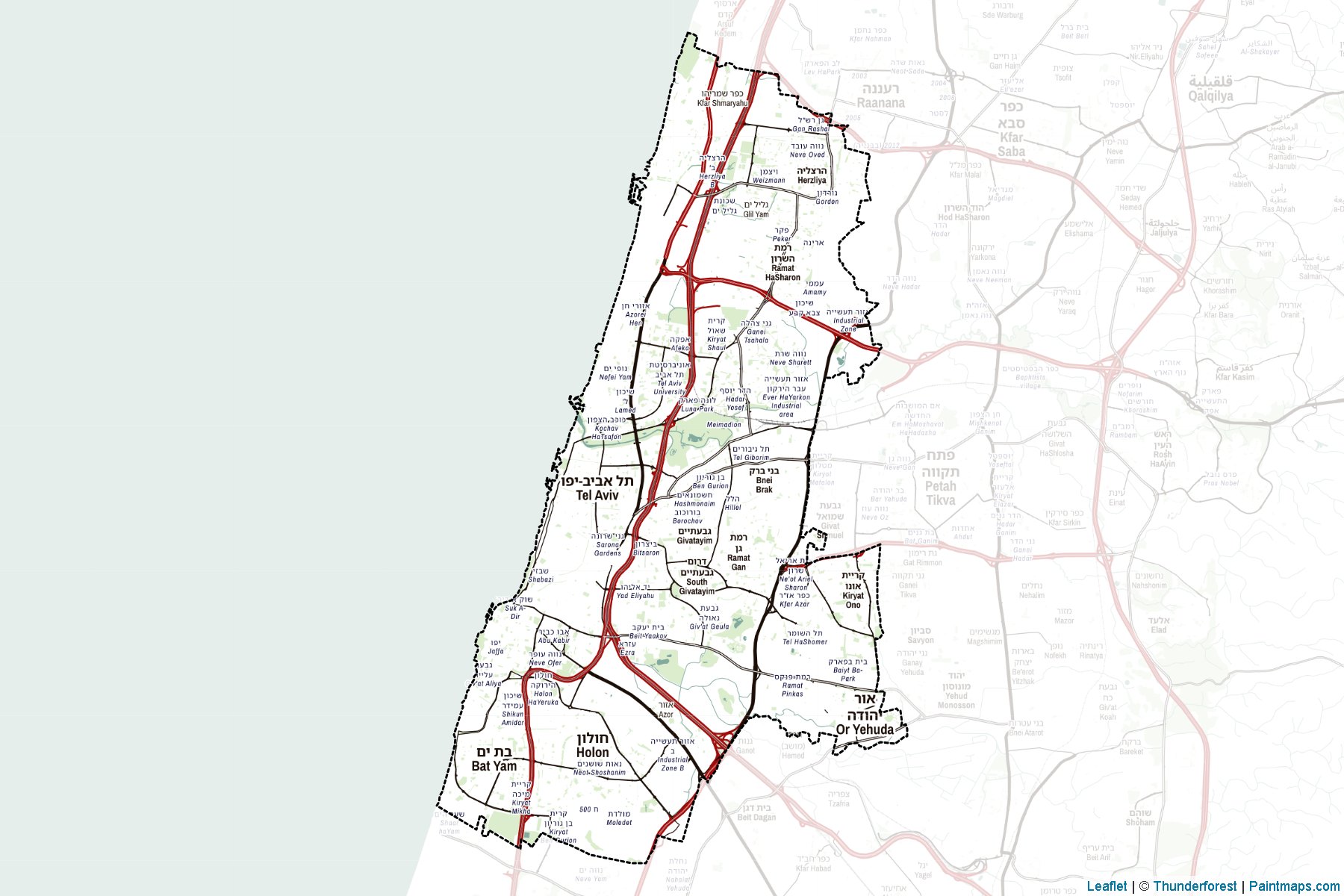 Muestras de recorte de mapas Tel Aviv (Israel)-2