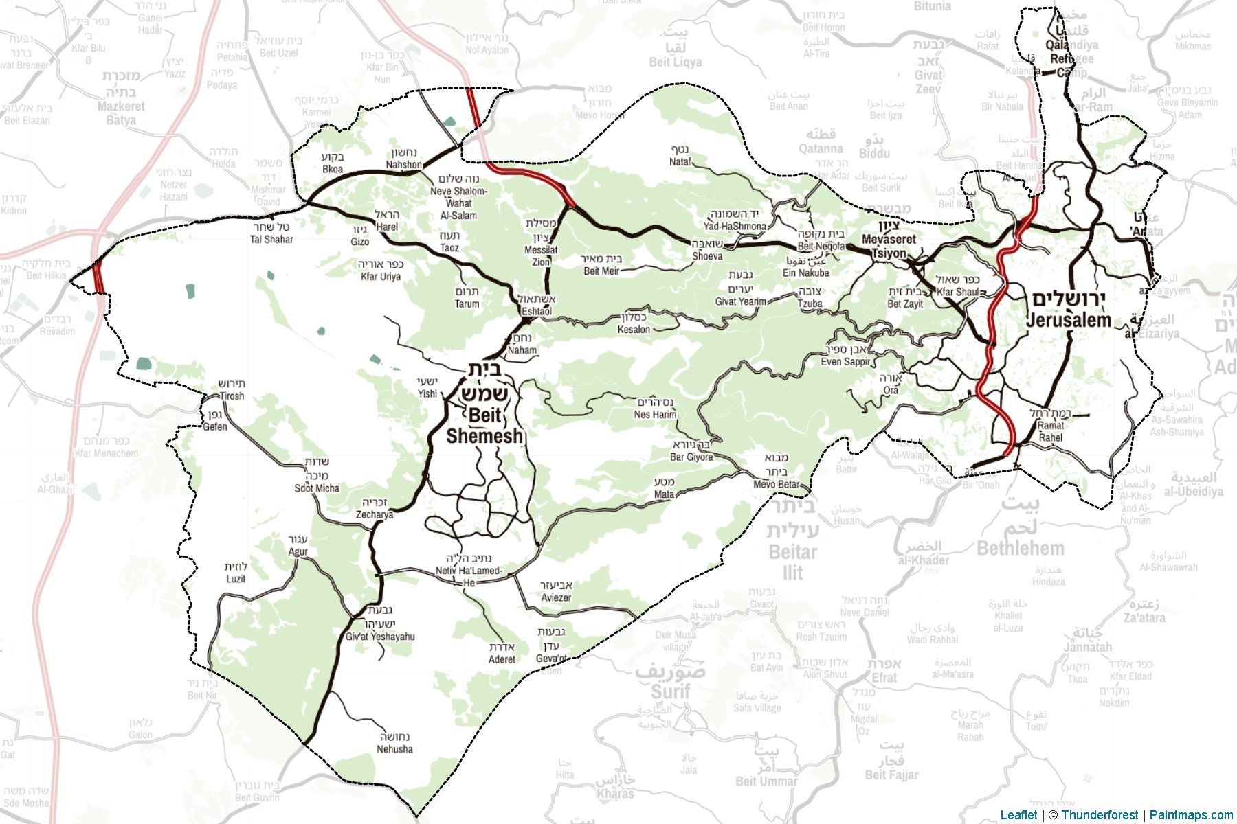 Muestras de recorte de mapas Jerusalem (Israel)-2