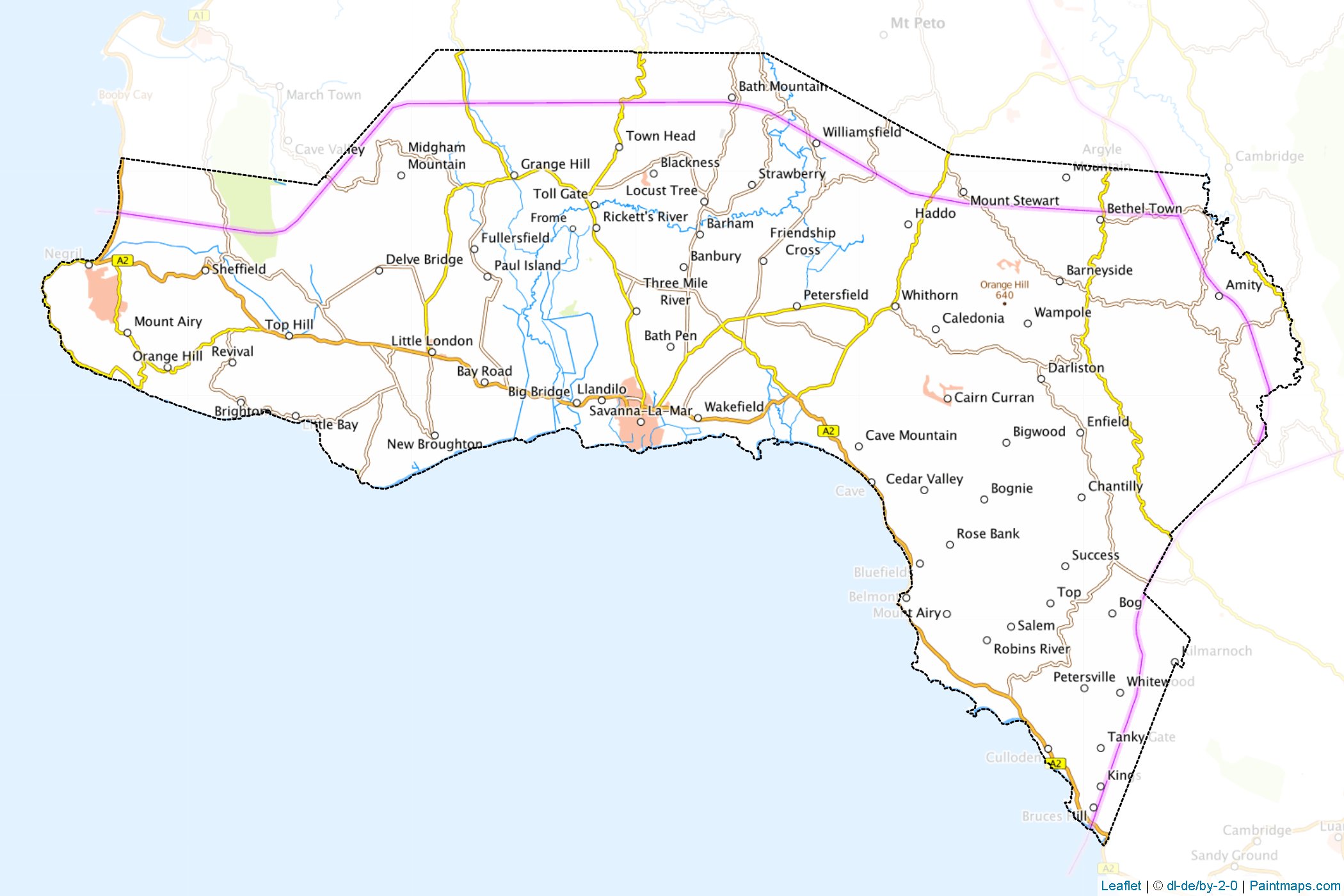 Muestras de recorte de mapas Westmoreland (Jamaica)-1