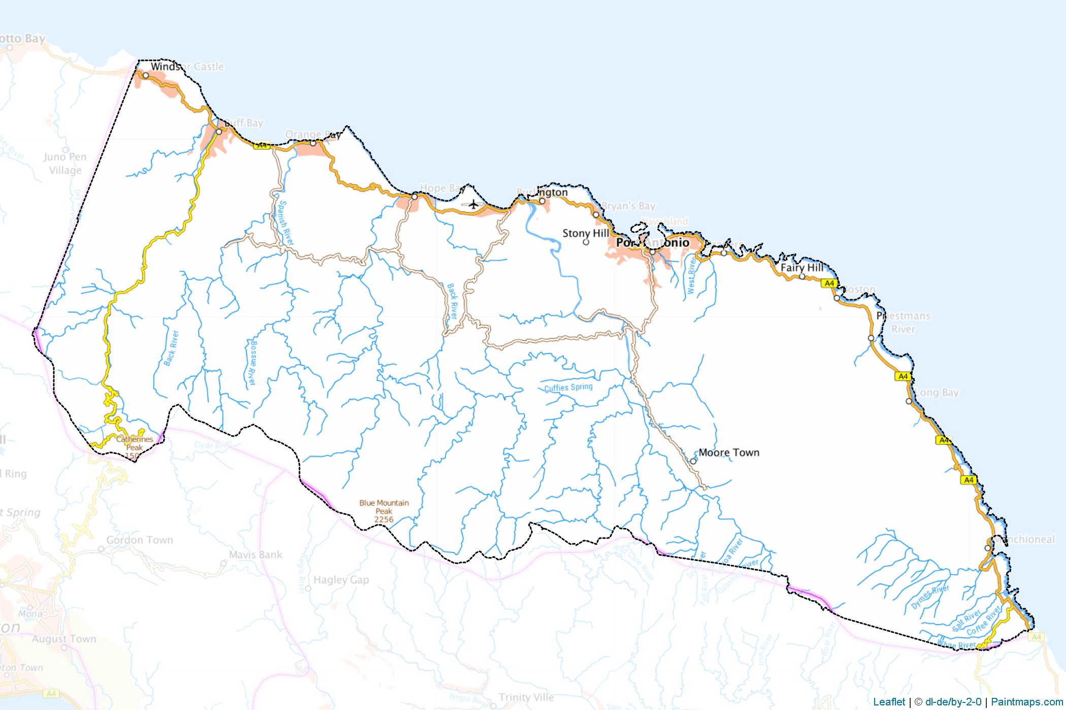 Muestras de recorte de mapas Portland (Jamaica)-1