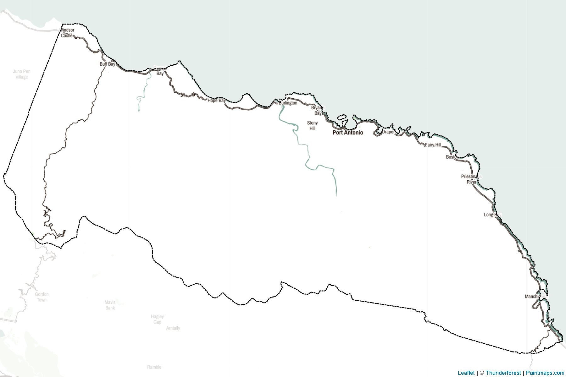 Muestras de recorte de mapas Portland (Jamaica)-2