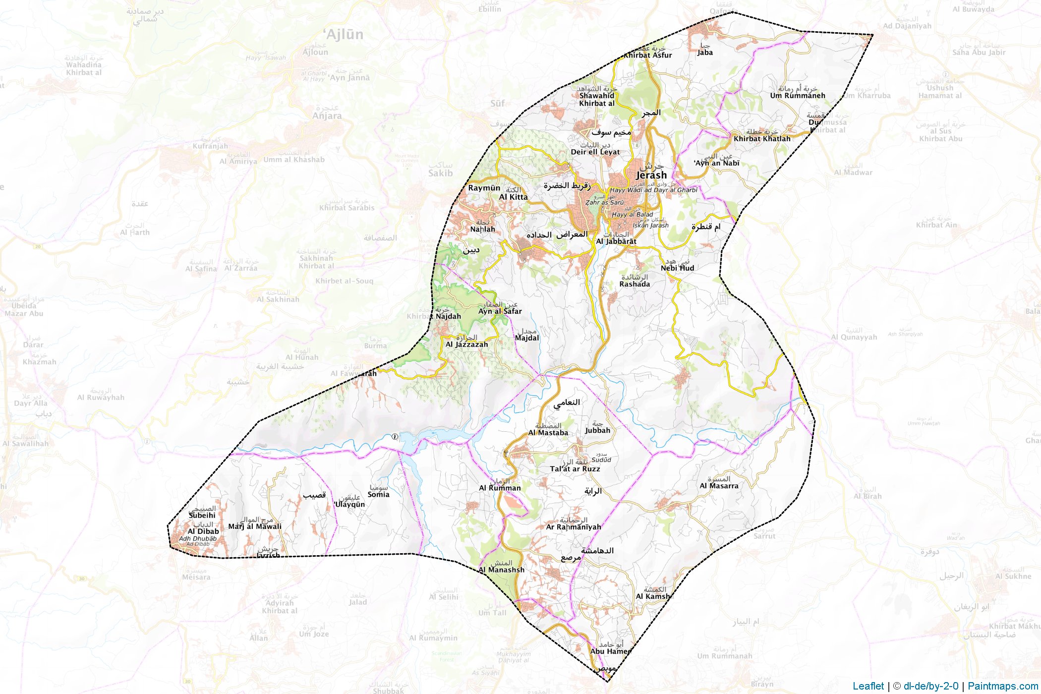 Muestras de recorte de mapas Jarash (Jordán)-1