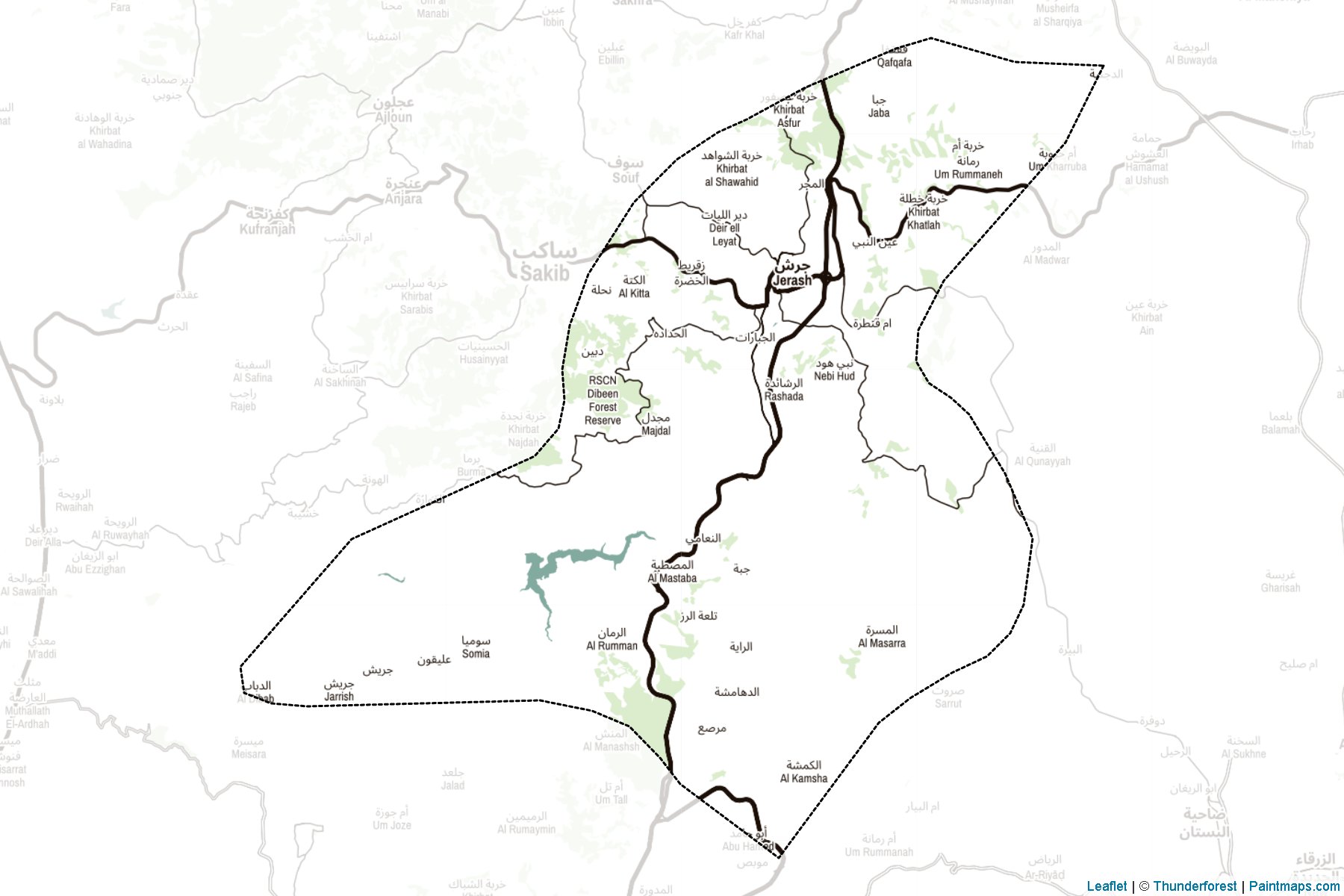 Muestras de recorte de mapas Jarash (Jordán)-2