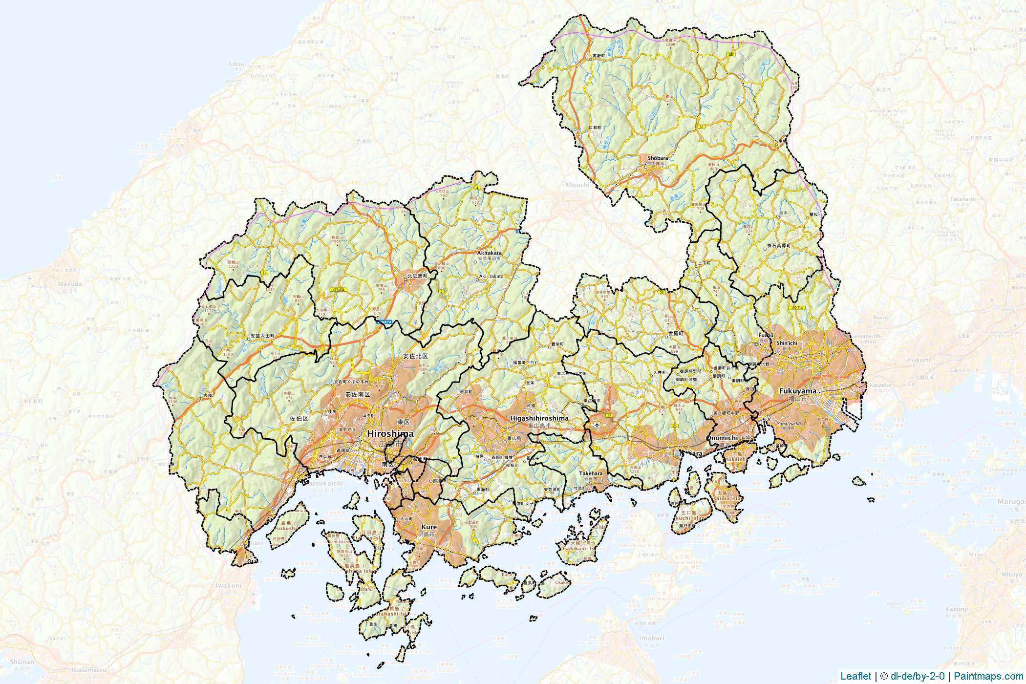 Hiroshima Prefecture (Japan) Map Cropping Samples-1