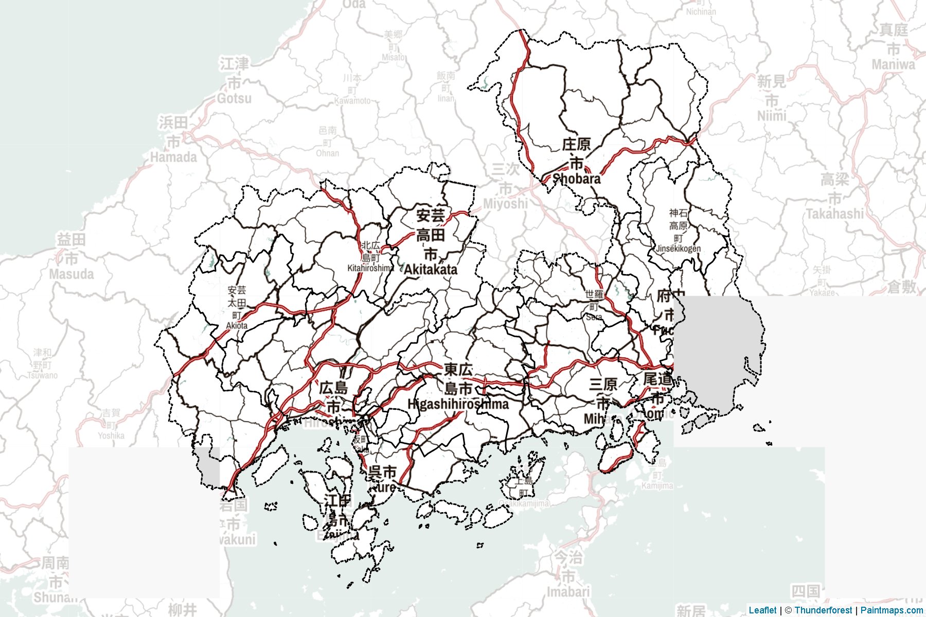 Hiroshima Prefecture (Japan) Map Cropping Samples-2