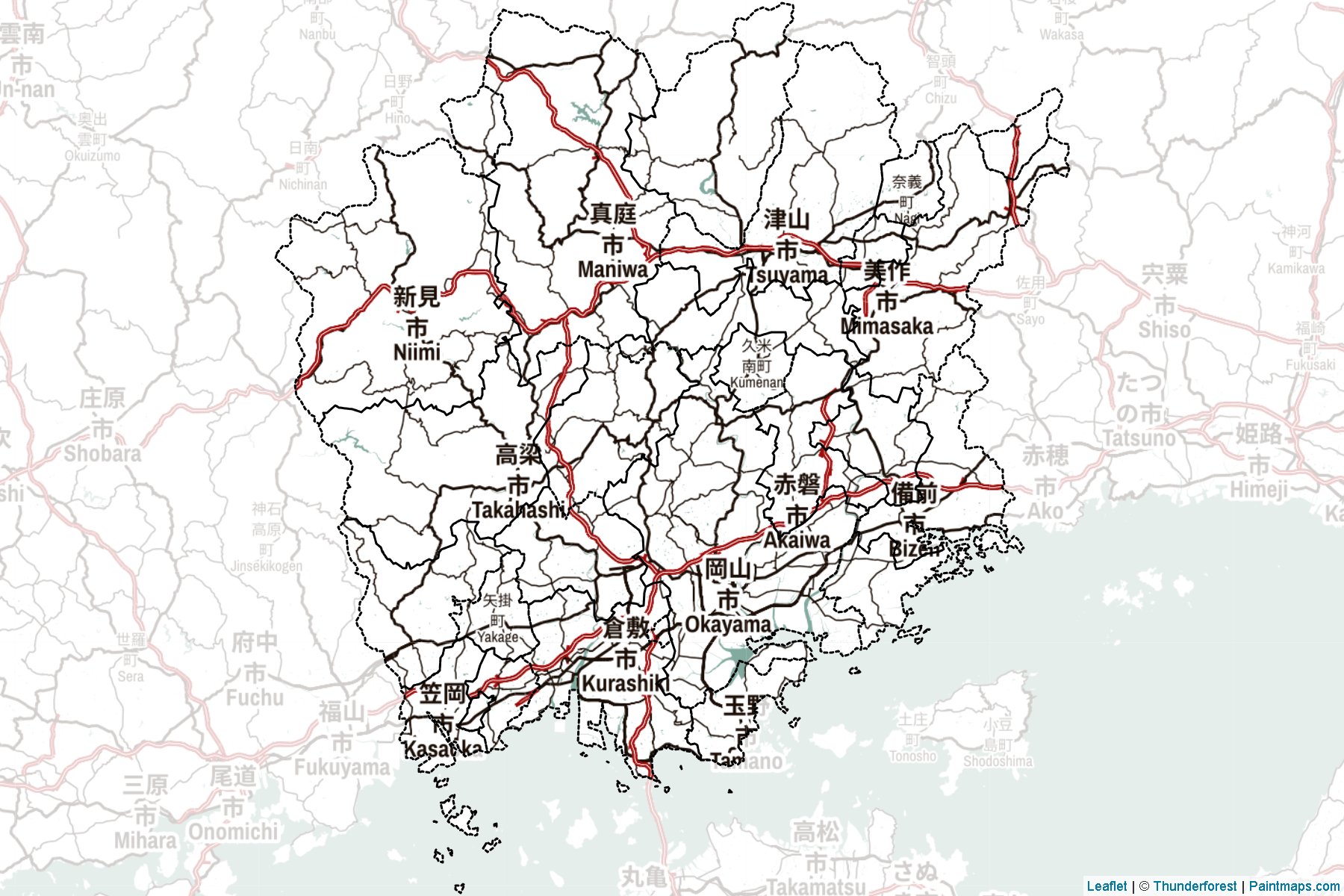 Muestras de recorte de mapas Okayama (Japón)-2