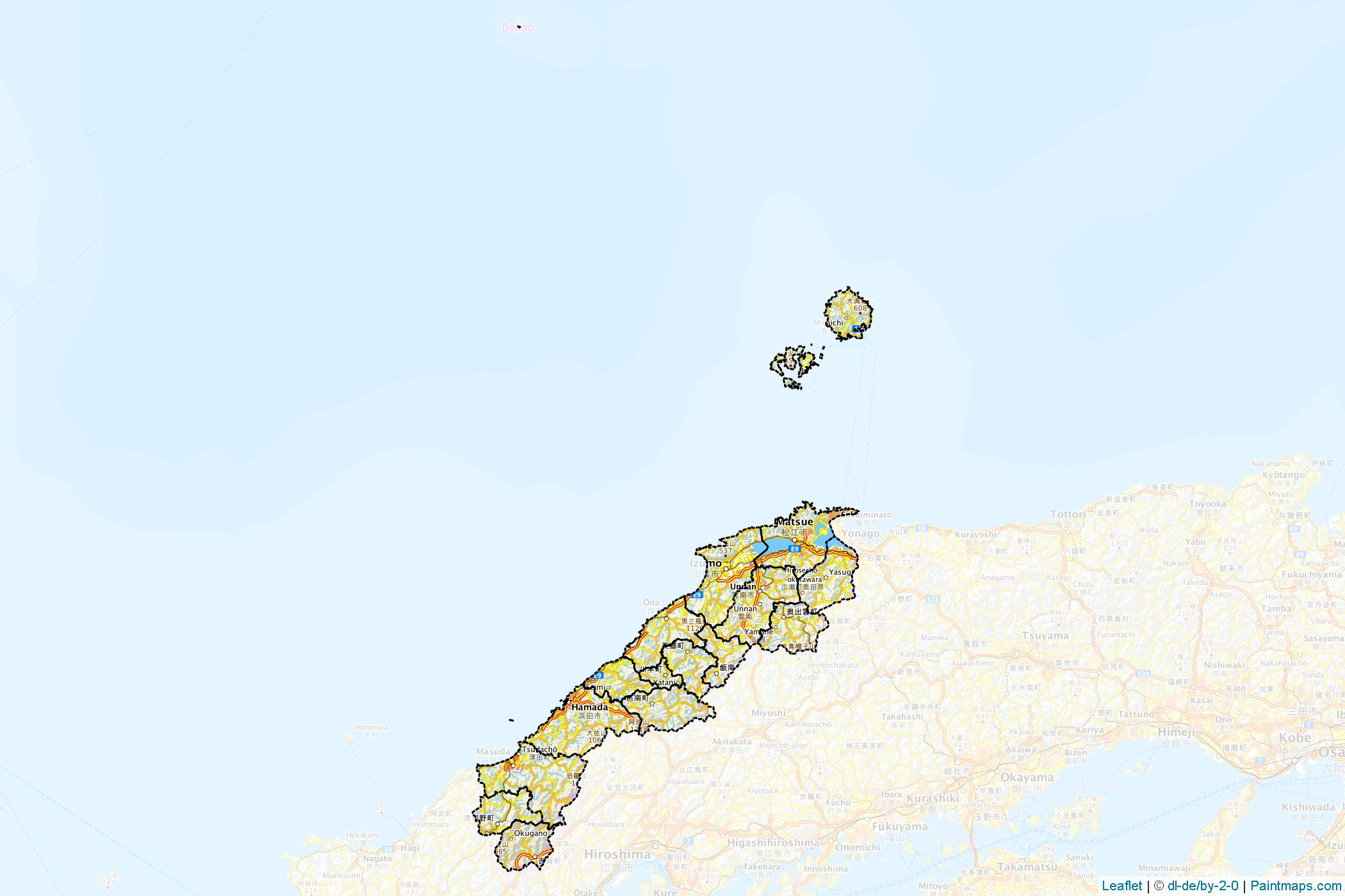 Muestras de recorte de mapas Shimane (Japón)-1