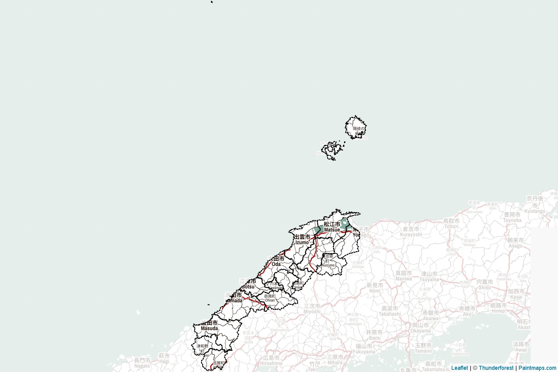 Muestras de recorte de mapas Shimane (Japón)-2