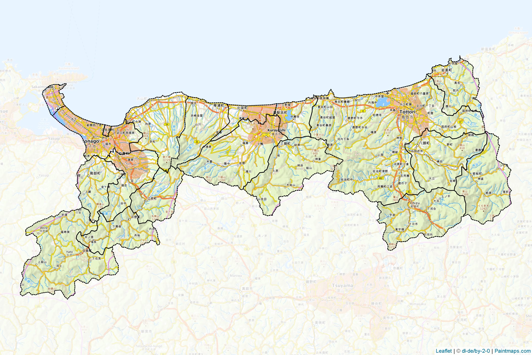 Tottori Prefecture (Japan) Map Cropping Samples-1