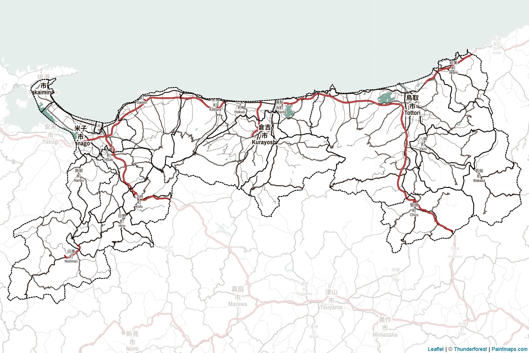 Muestras de recorte de mapas Tottori (Japón)-2