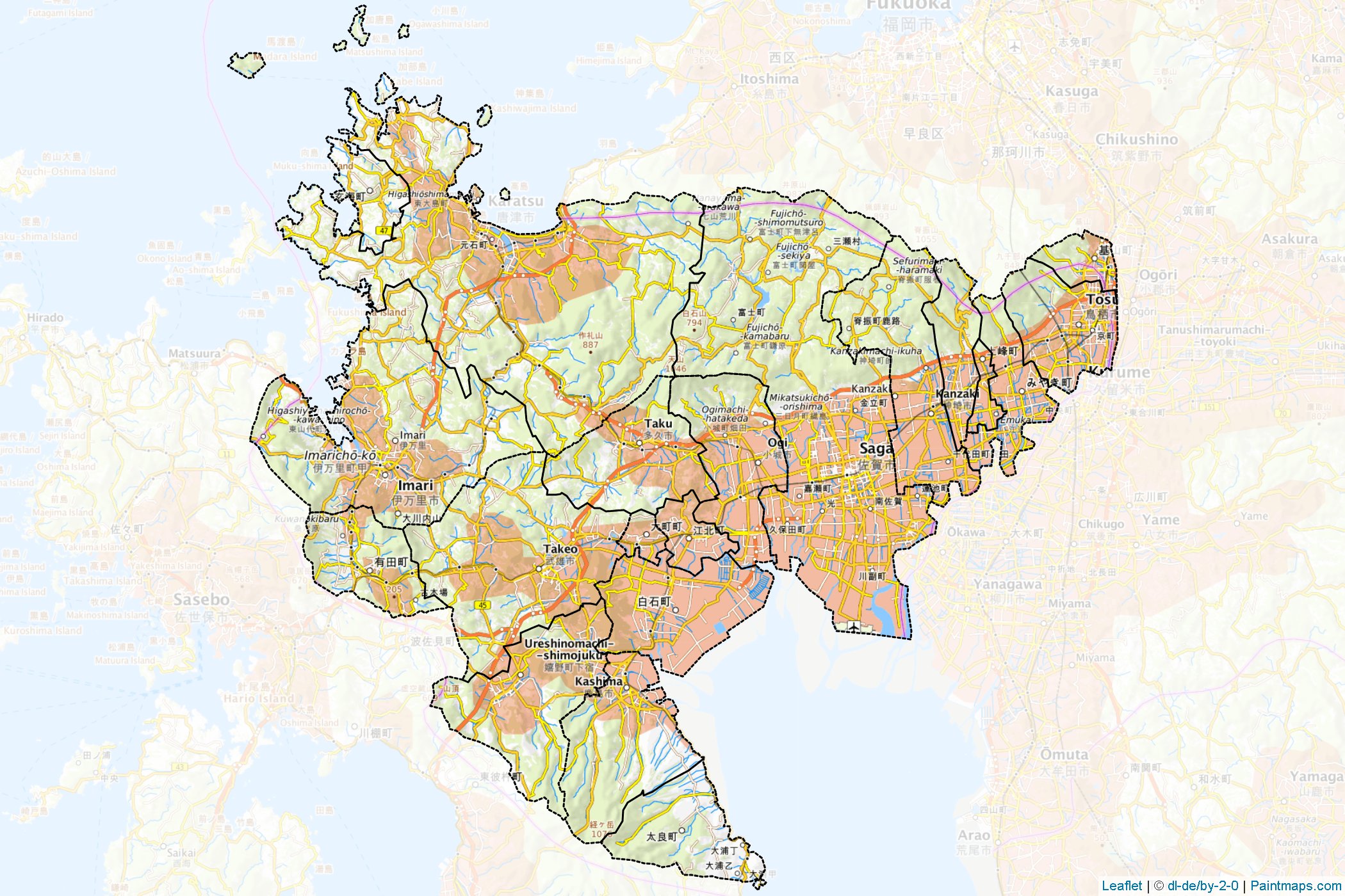 Saga (Japonya) Haritası Örnekleri-1