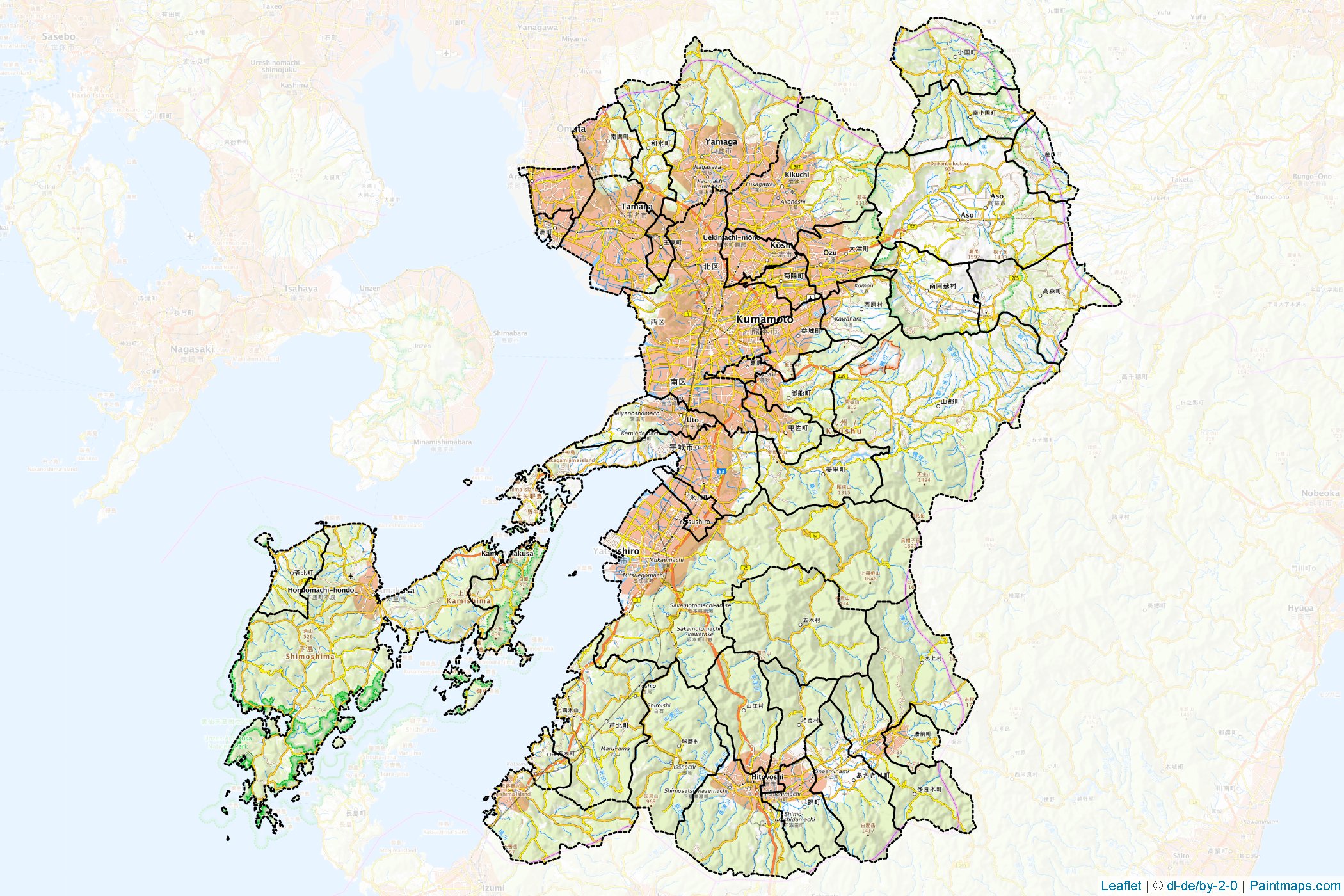 Kumamoto Prefecture (Japan) Map Cropping Samples-1