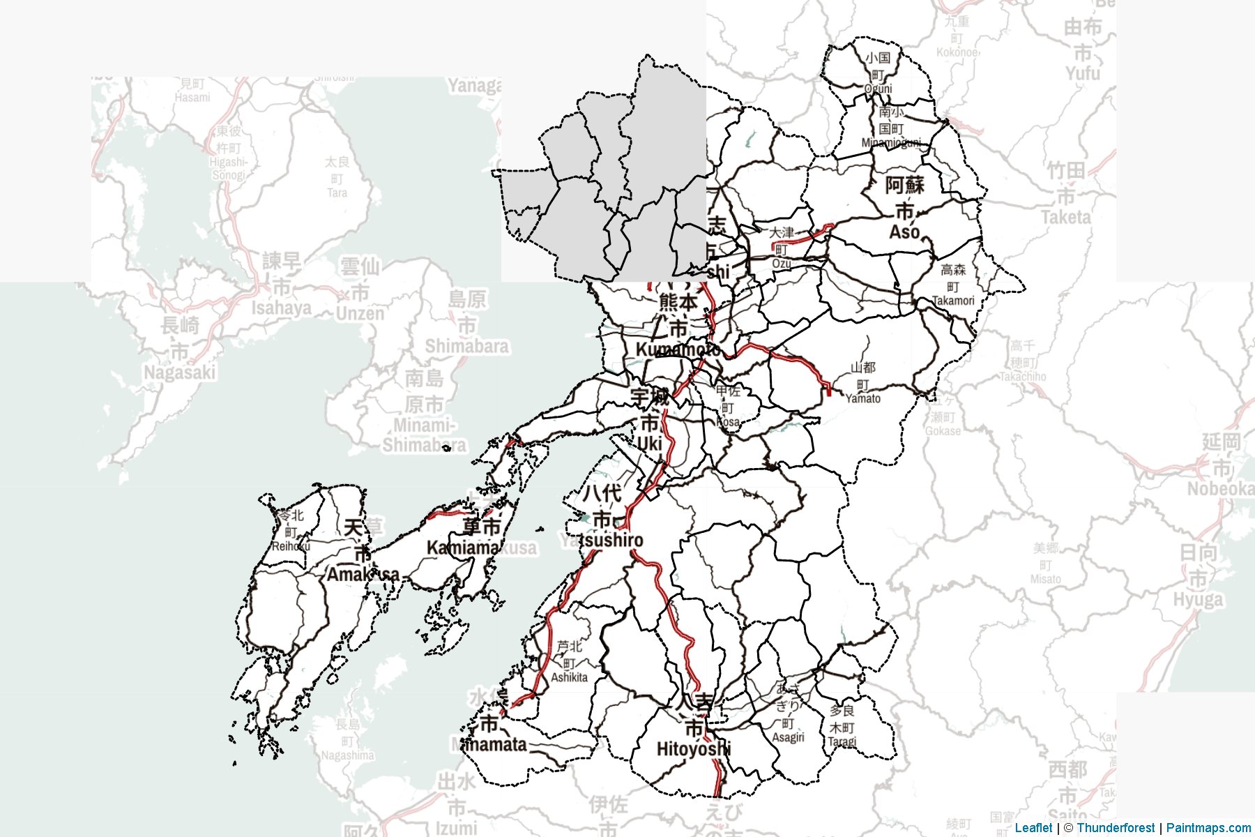 Kumamoto Prefecture (Japan) Map Cropping Samples-2