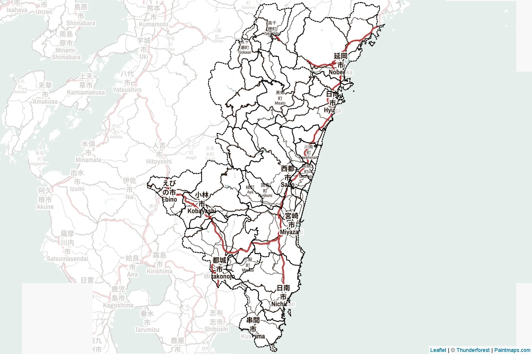 Miyazaki Prefecture (Japan) Map Cropping Samples-2