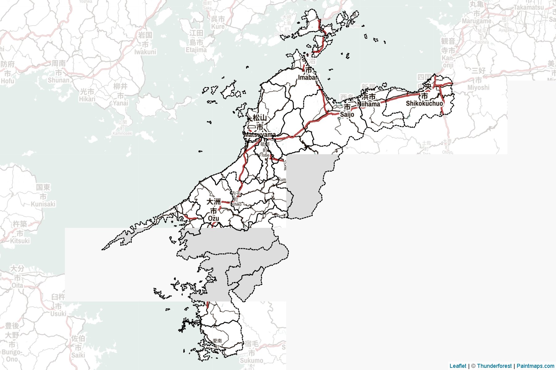 Ehime Prefecture (Japan) Map Cropping Samples-2