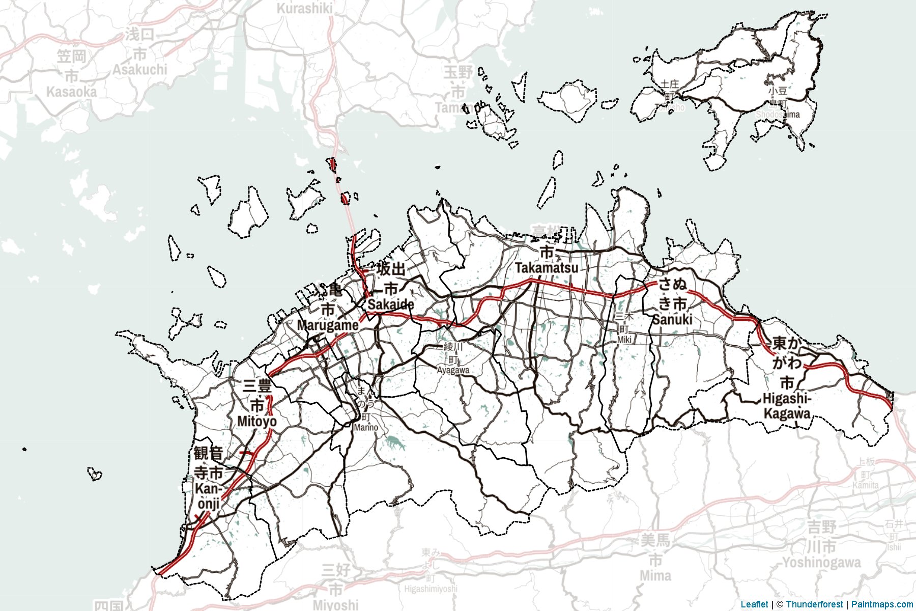 Muestras de recorte de mapas Kagawa (Japón)-2