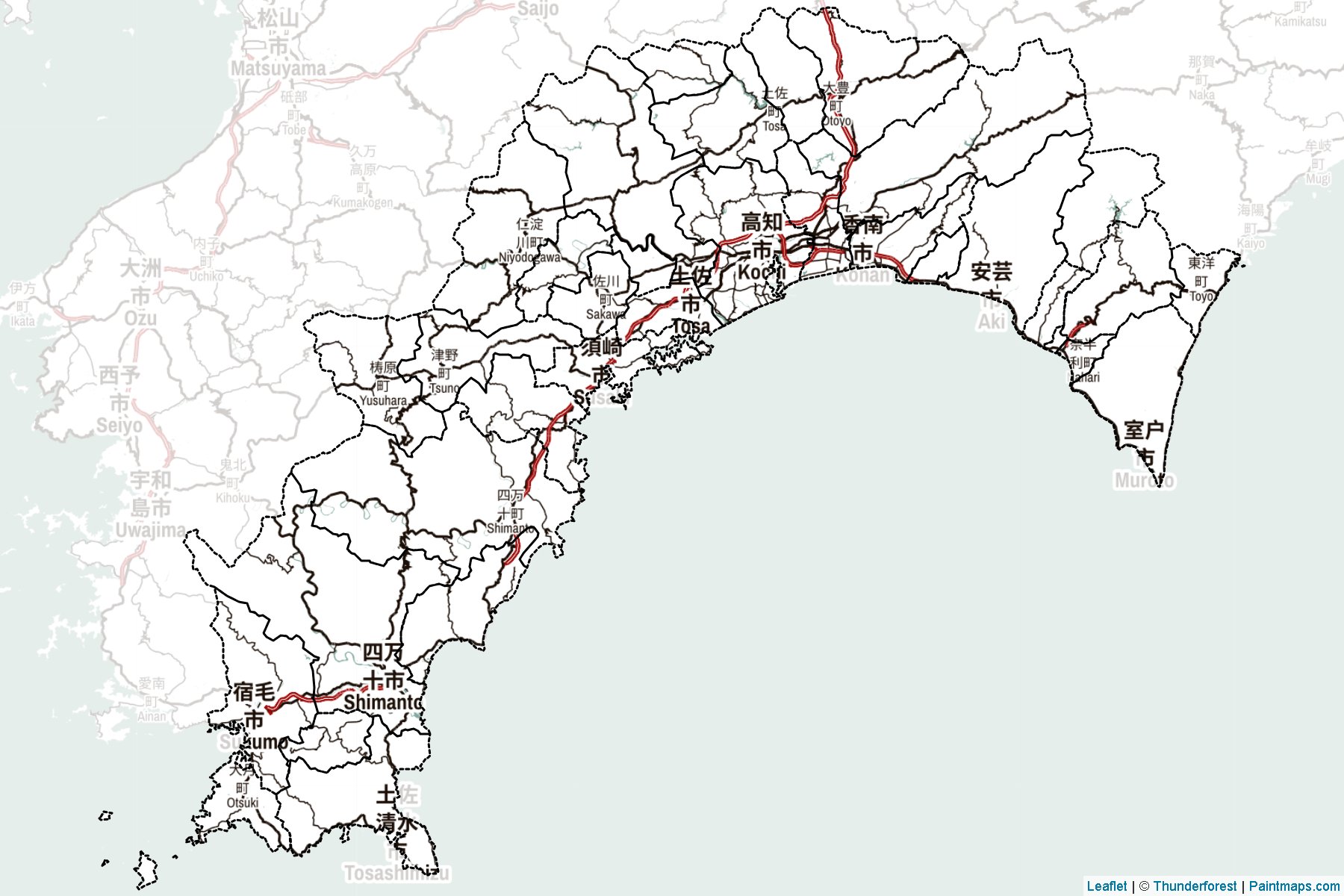 Kochi Prefecture (Japan) Map Cropping Samples-2