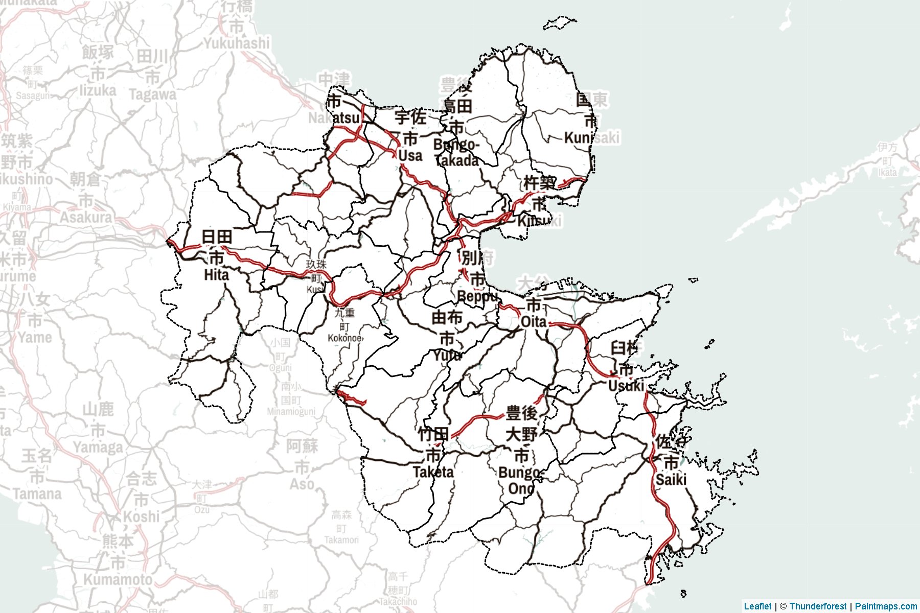 Oita Prefecture (Japan) Map Cropping Samples-2