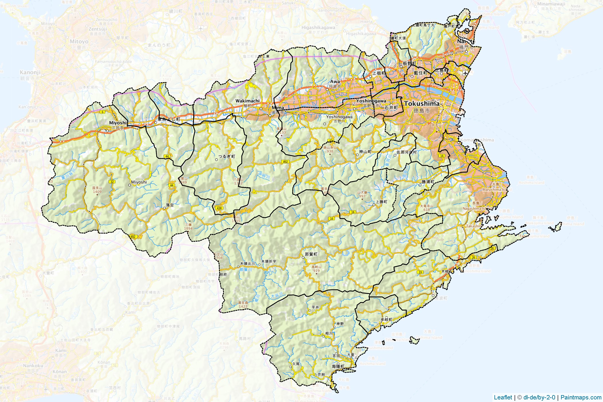 Tokushima Prefecture (Japan) Map Cropping Samples-1