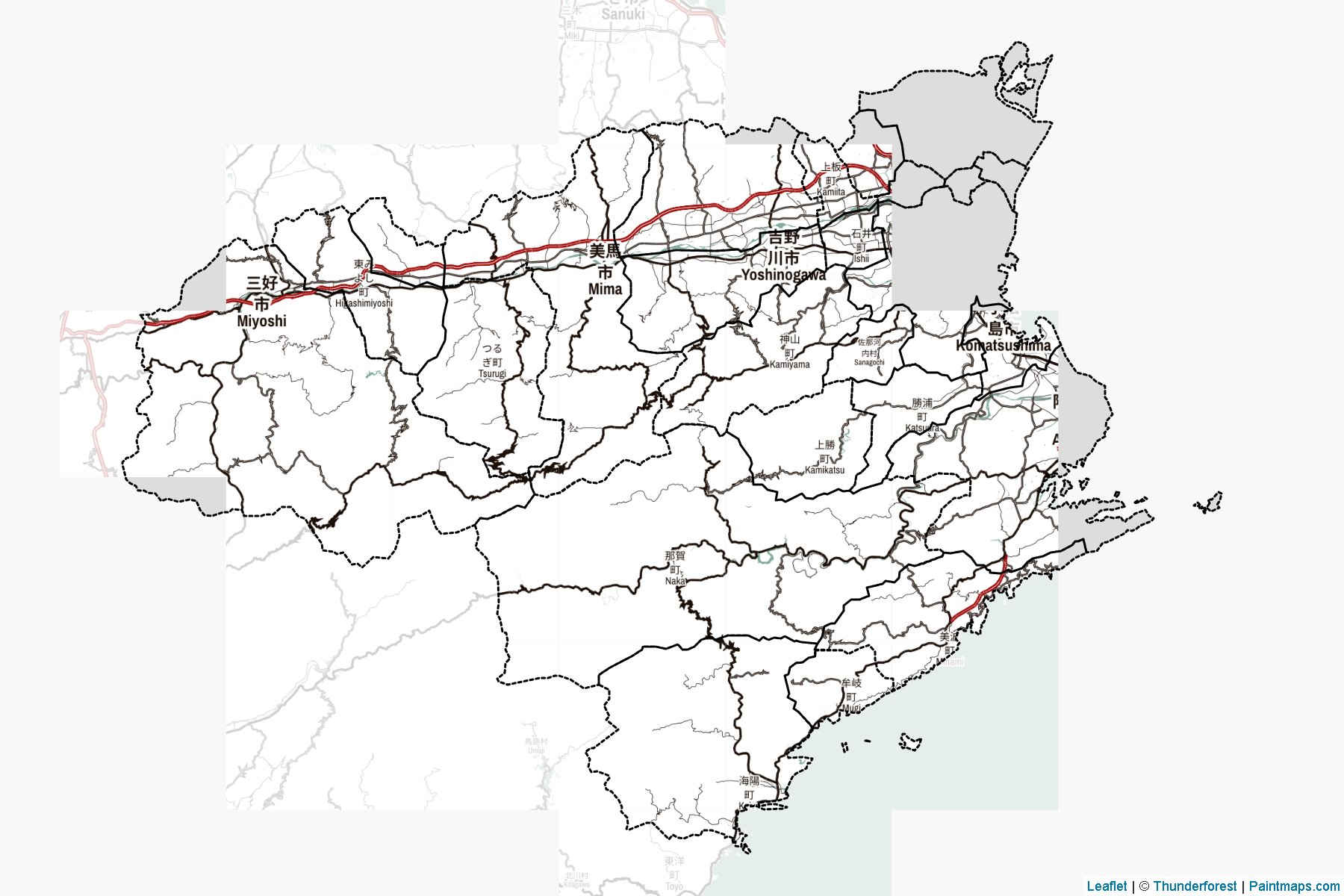 Tokushima Prefecture (Japan) Map Cropping Samples-2