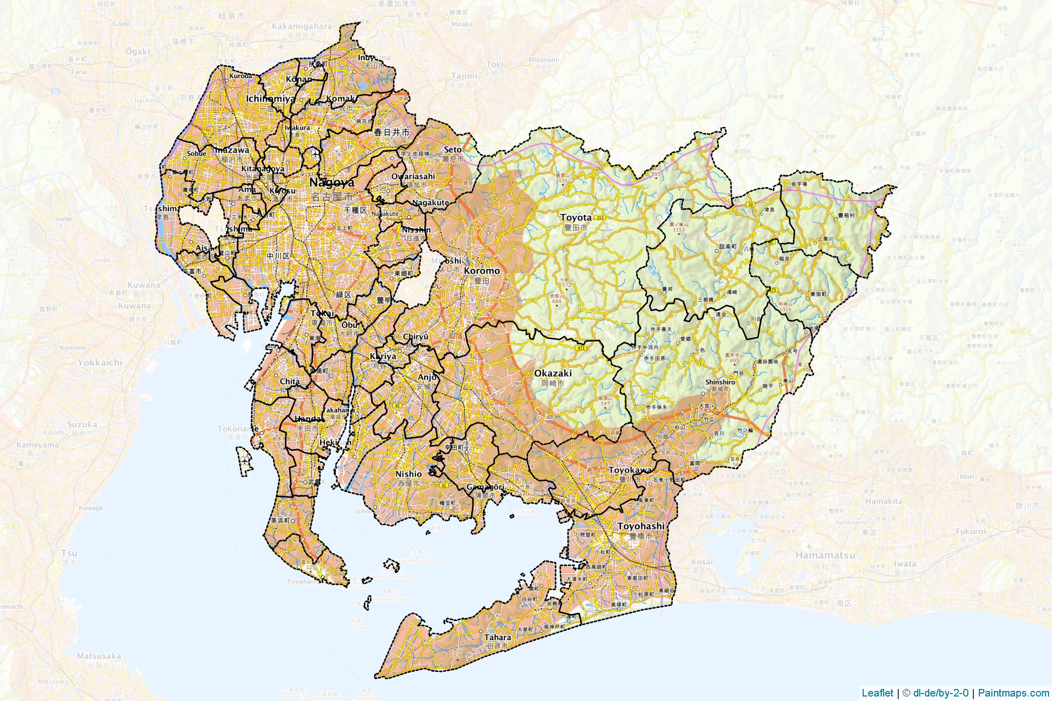 Aichi Prefecture (Japan) Map Cropping Samples-1