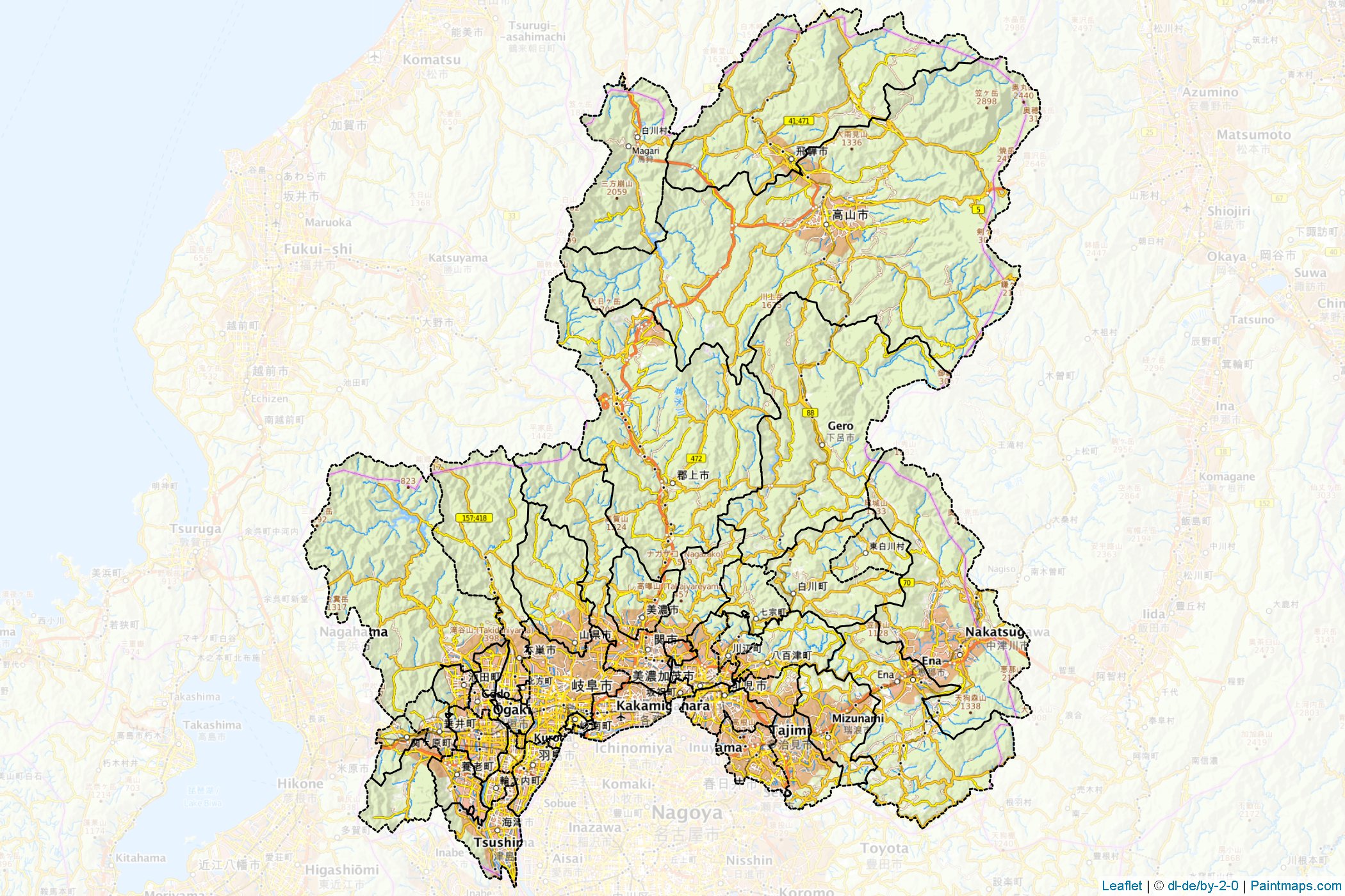 Gifu Prefecture (Japan) Map Cropping Samples-1