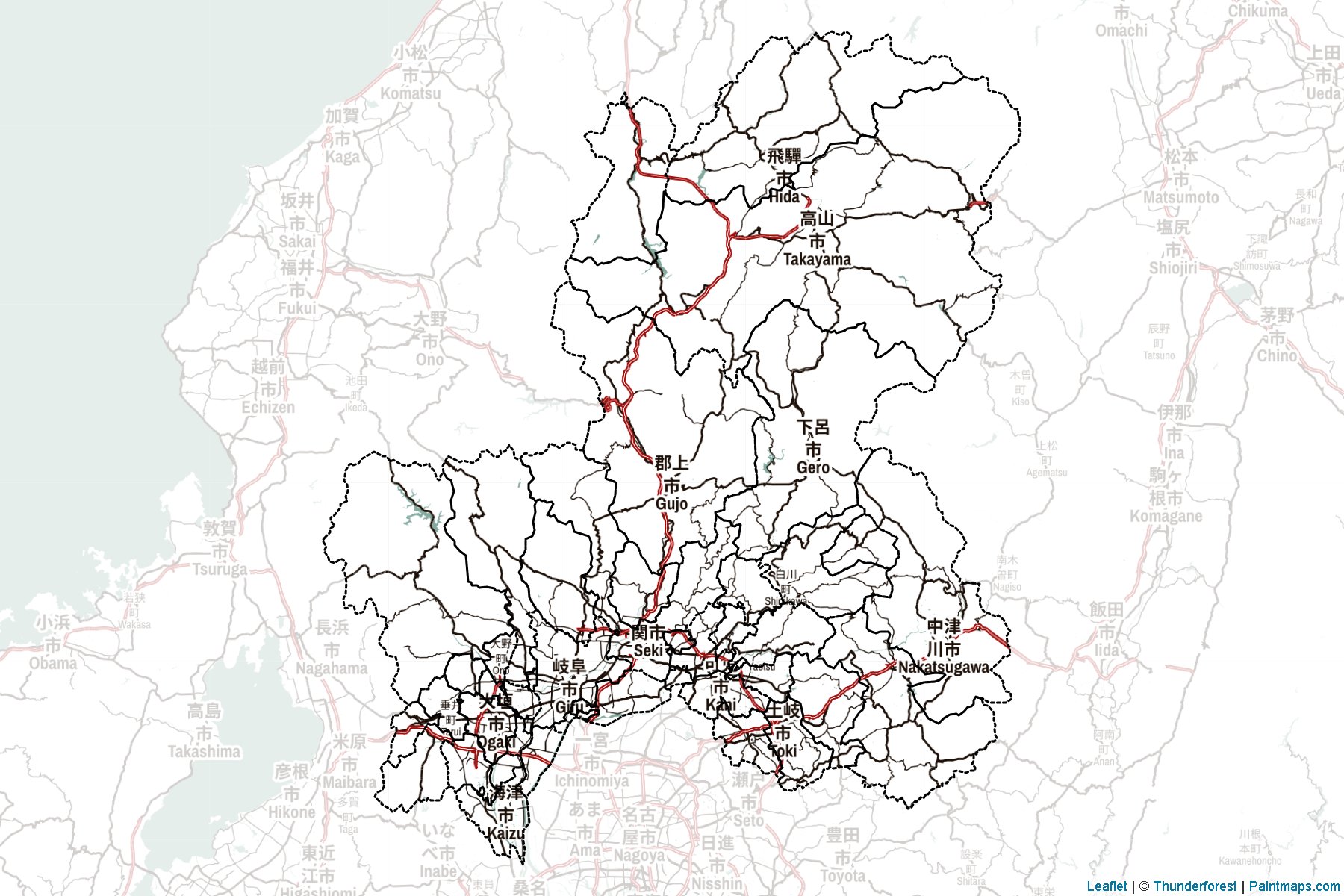 Gifu Prefecture (Japan) Map Cropping Samples-2