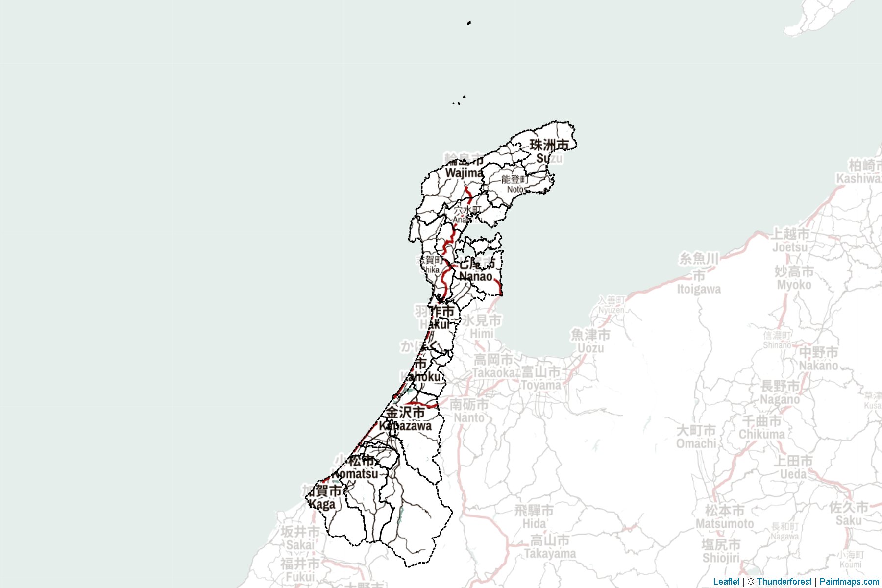 Ishikawa Prefecture (Japan) Map Cropping Samples-2