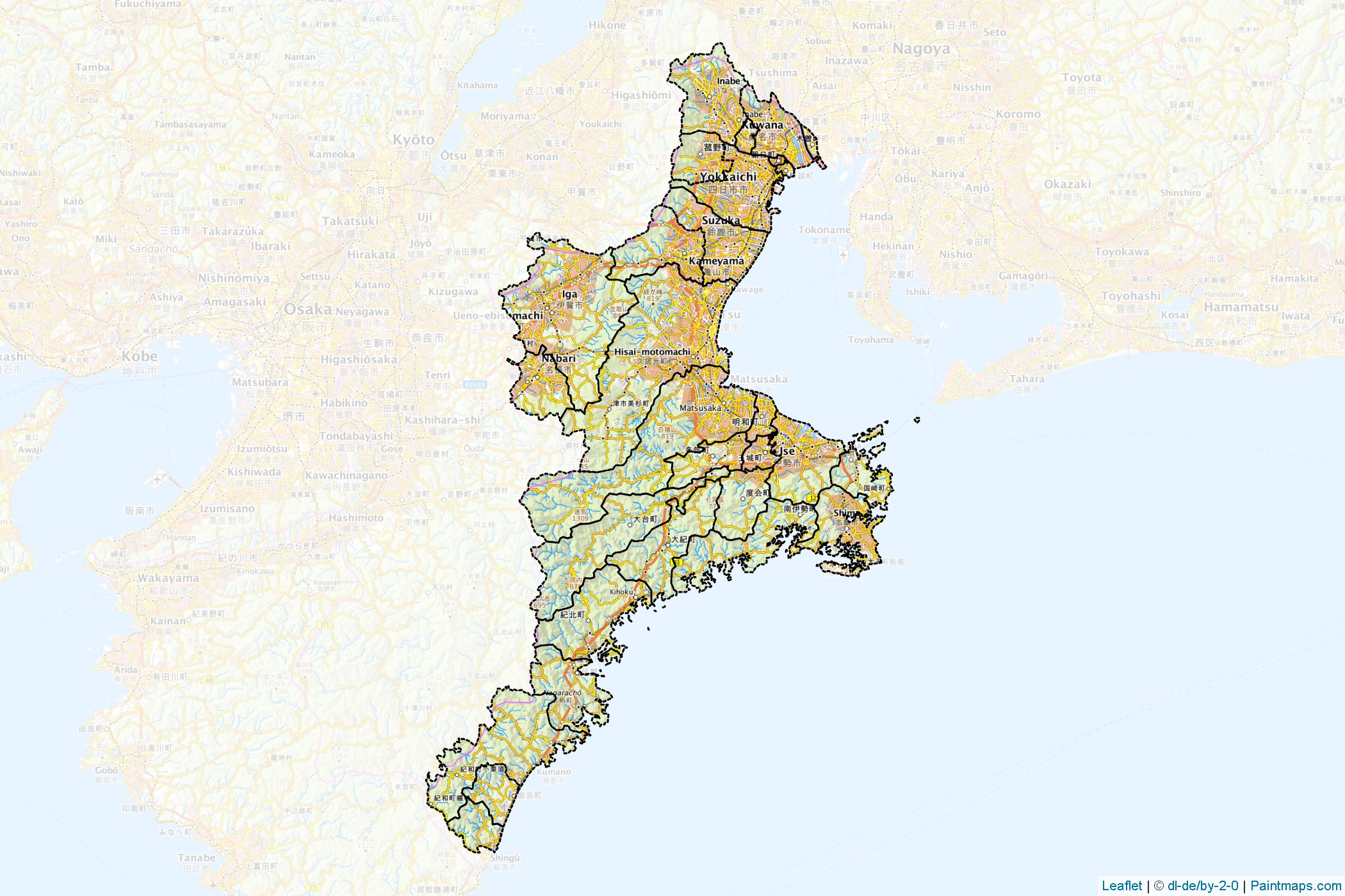 Mie Prefecture (Japan) Map Cropping Samples-1