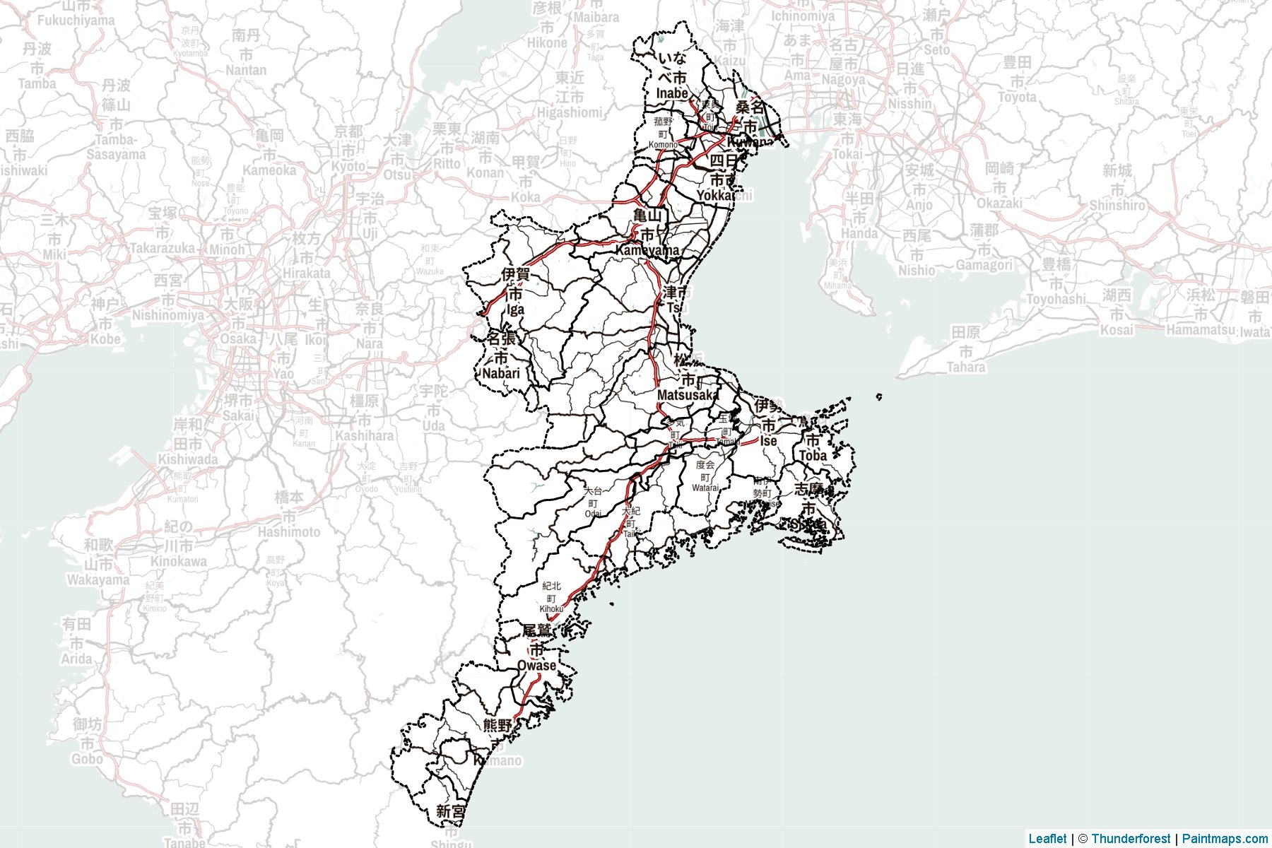 Mie Prefecture (Japan) Map Cropping Samples-2