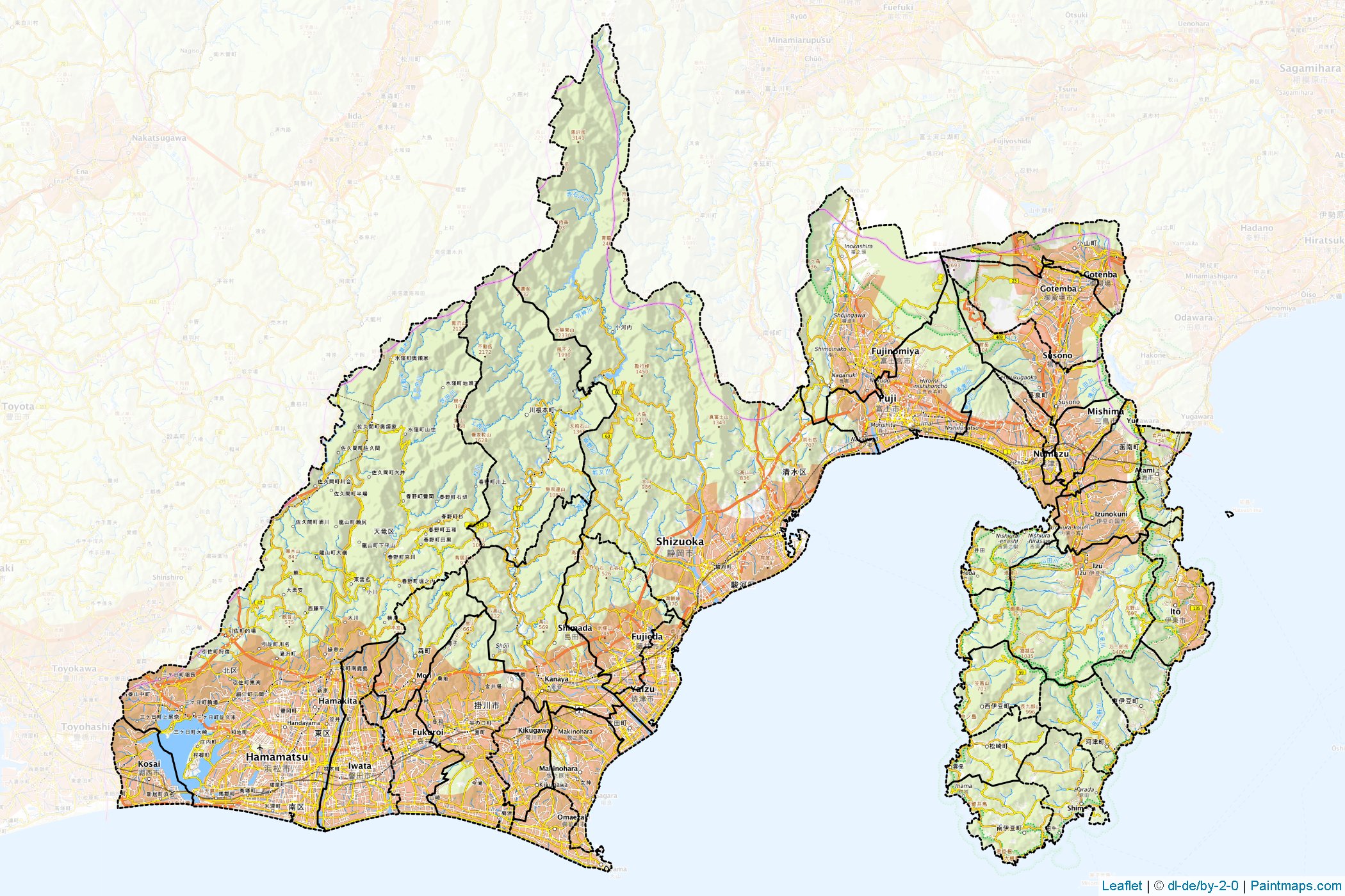 Shizuoka Prefecture (Japan) Map Cropping Samples-1