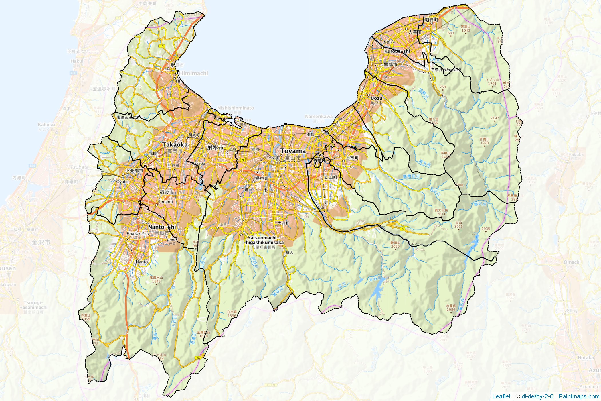 Toyama Prefecture (Japan) Map Cropping Samples-1