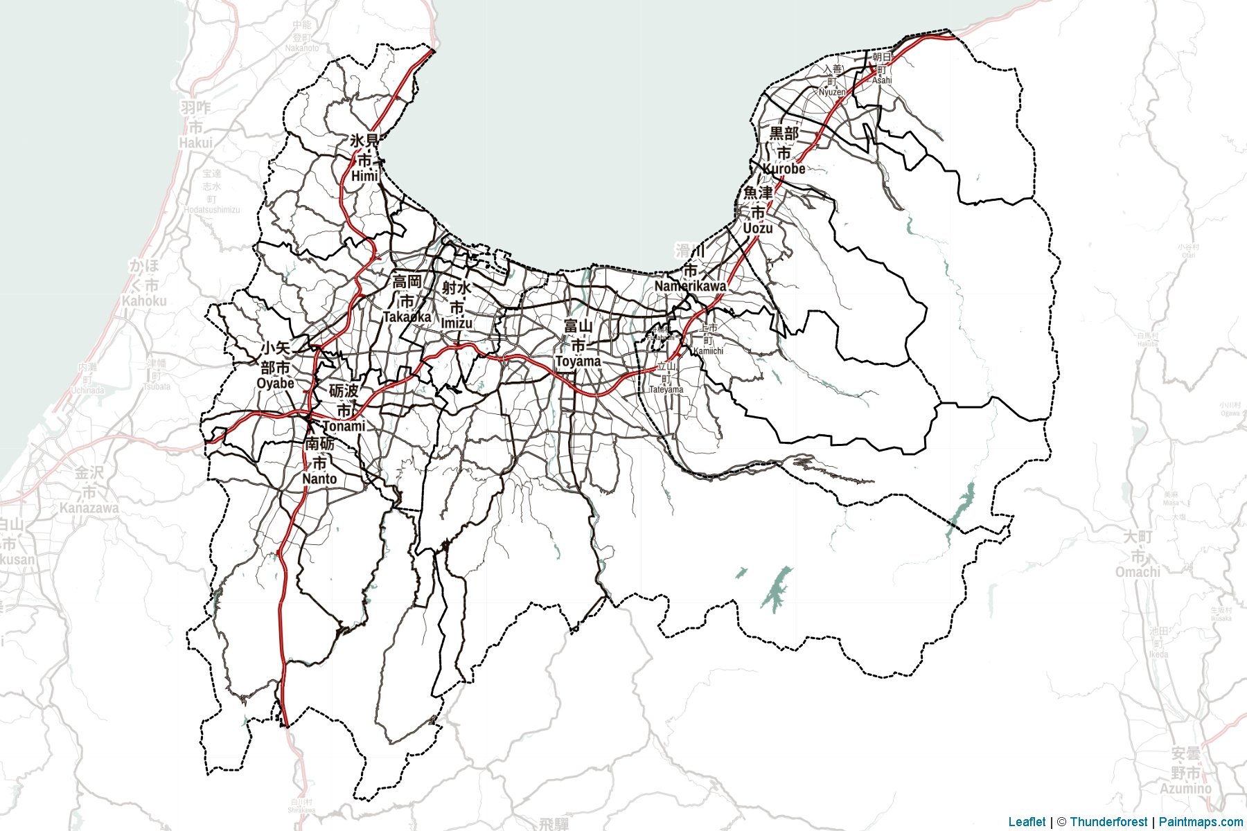 Toyama Prefecture (Japan) Map Cropping Samples-2