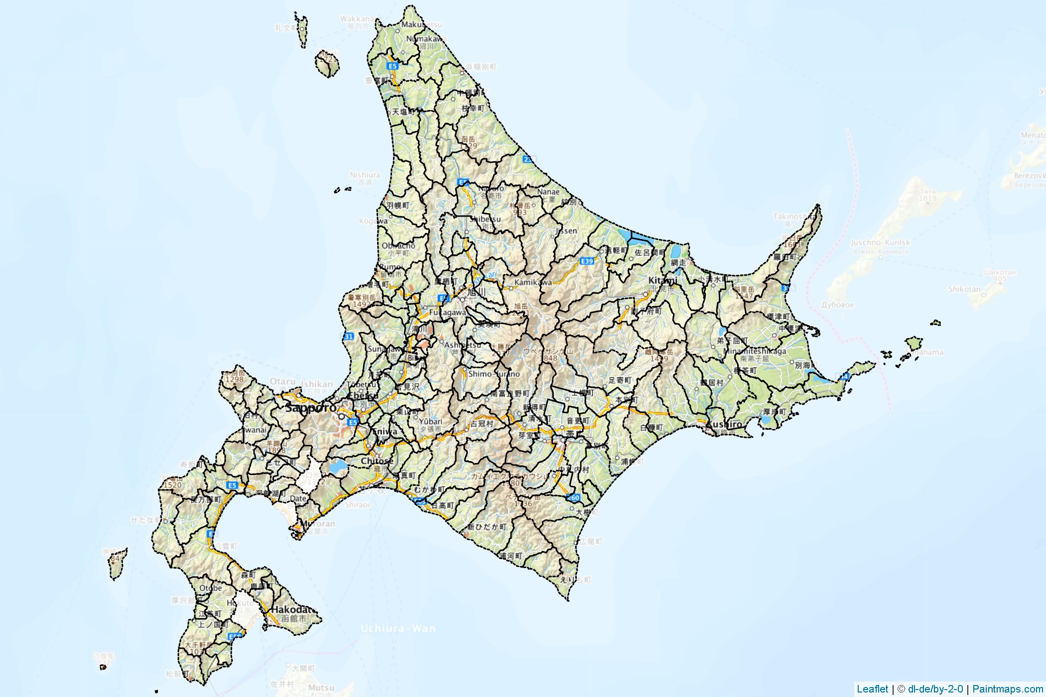 Muestras de recorte de mapas Hokkaido (Japón)-1