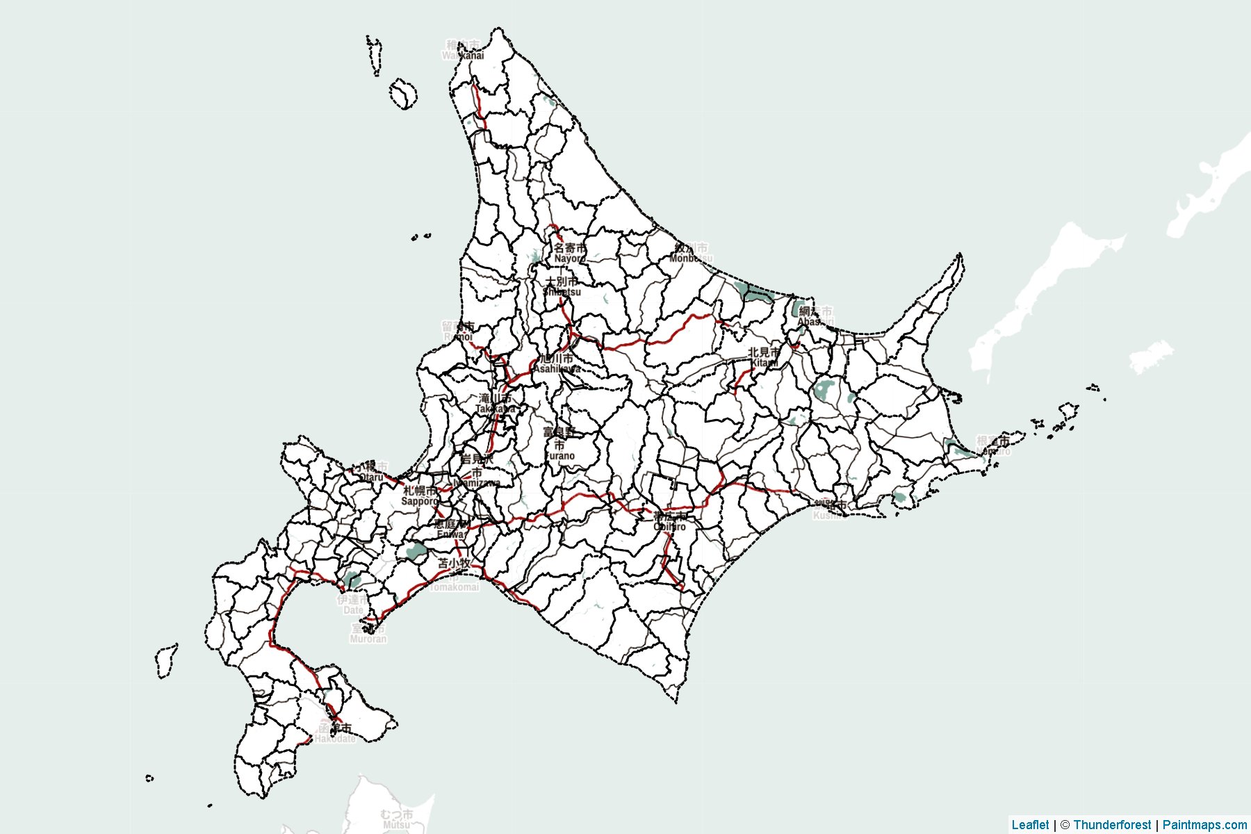 Muestras de recorte de mapas Hokkaido (Japón)-2