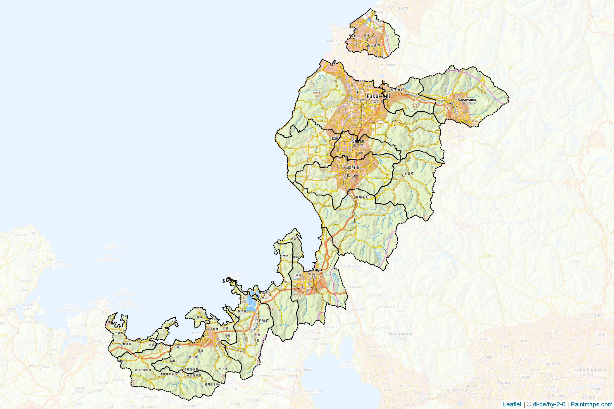 Fukui Prefecture (Japan) Map Cropping Samples-1