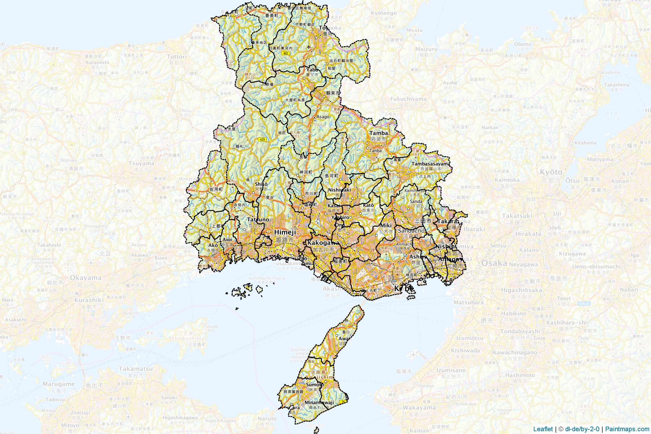 Hyogo Prefecture (Japan) Map Cropping Samples-1