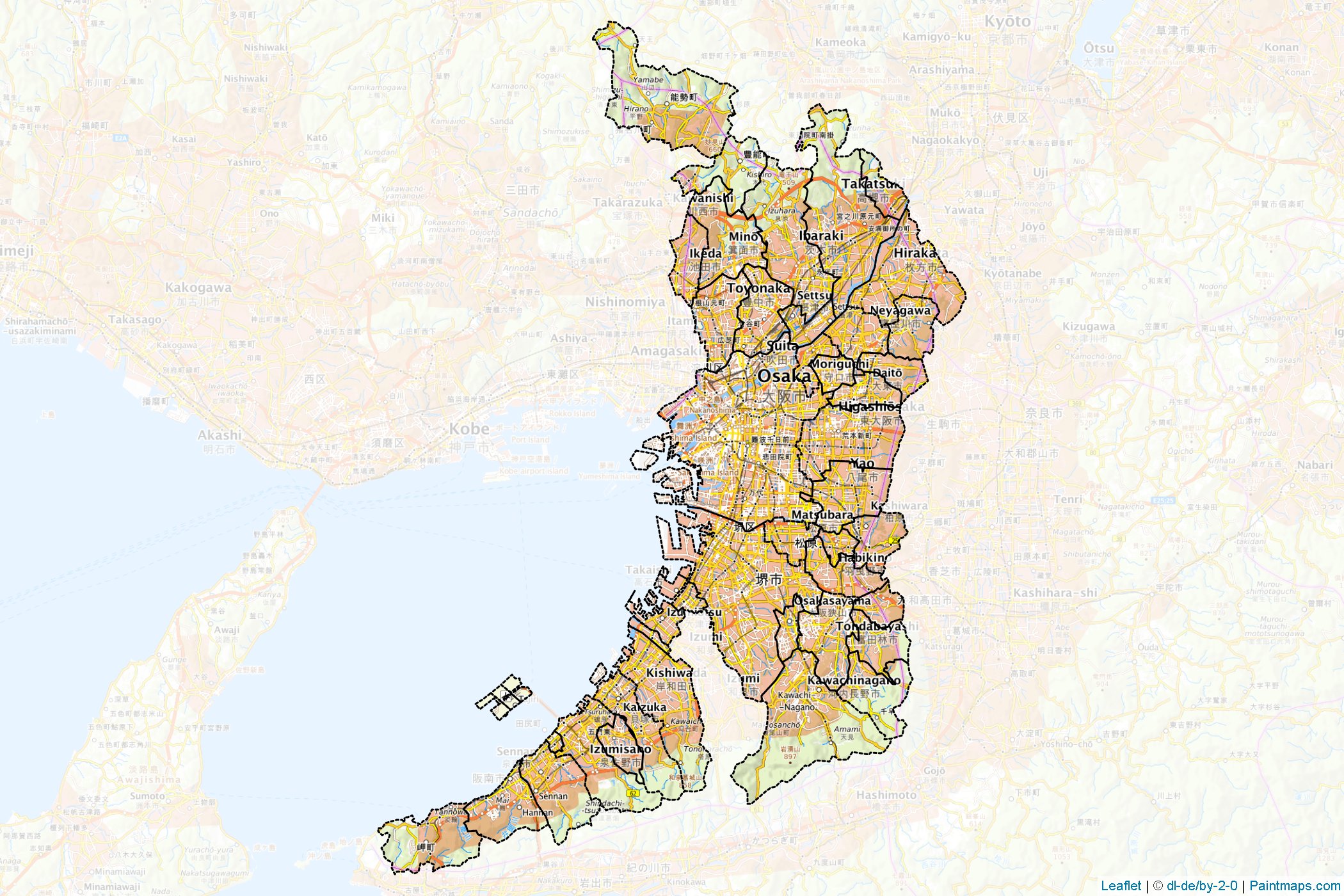 Muestras de recorte de mapas Osaka (Japón)-1