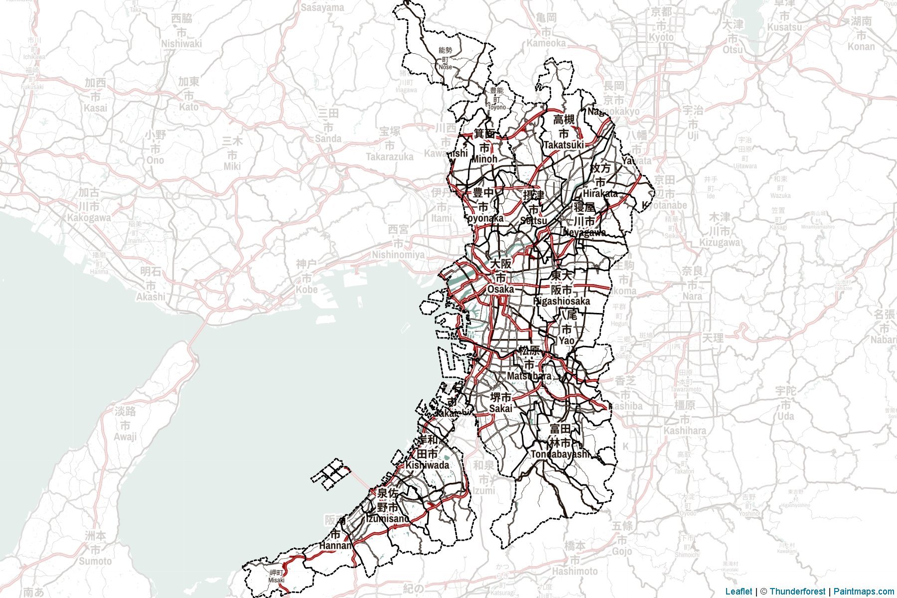 Muestras de recorte de mapas Osaka (Japón)-2