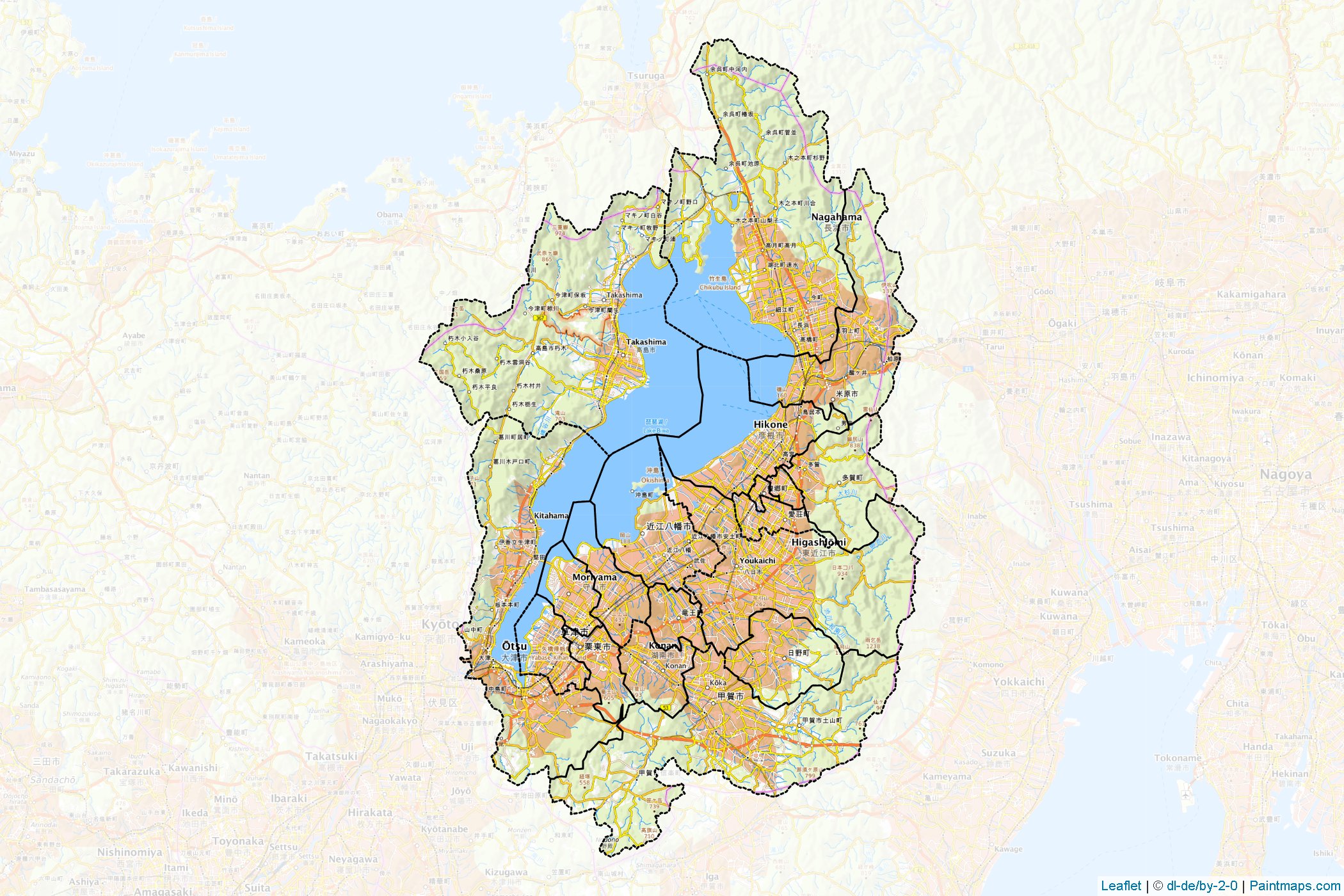 Muestras de recorte de mapas Shiga (Japón)-1