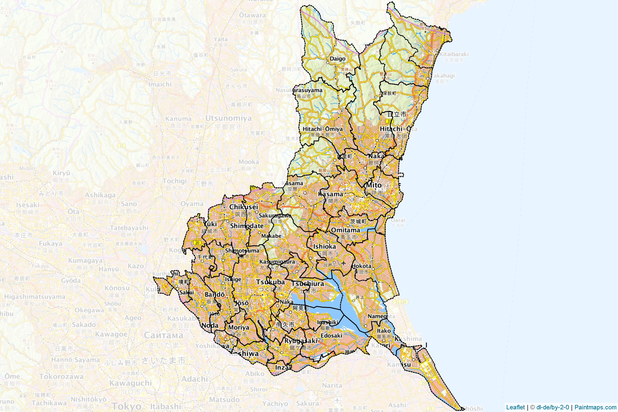 Ibaraki Prefecture (Japan) Map Cropping Samples-1