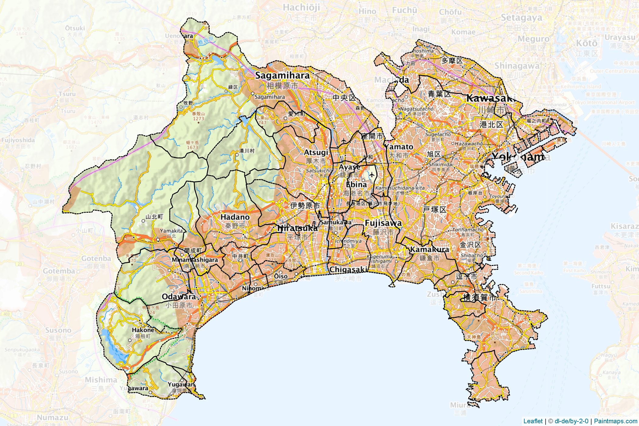 Kanagawa Prefecture (Japan) Map Cropping Samples-1