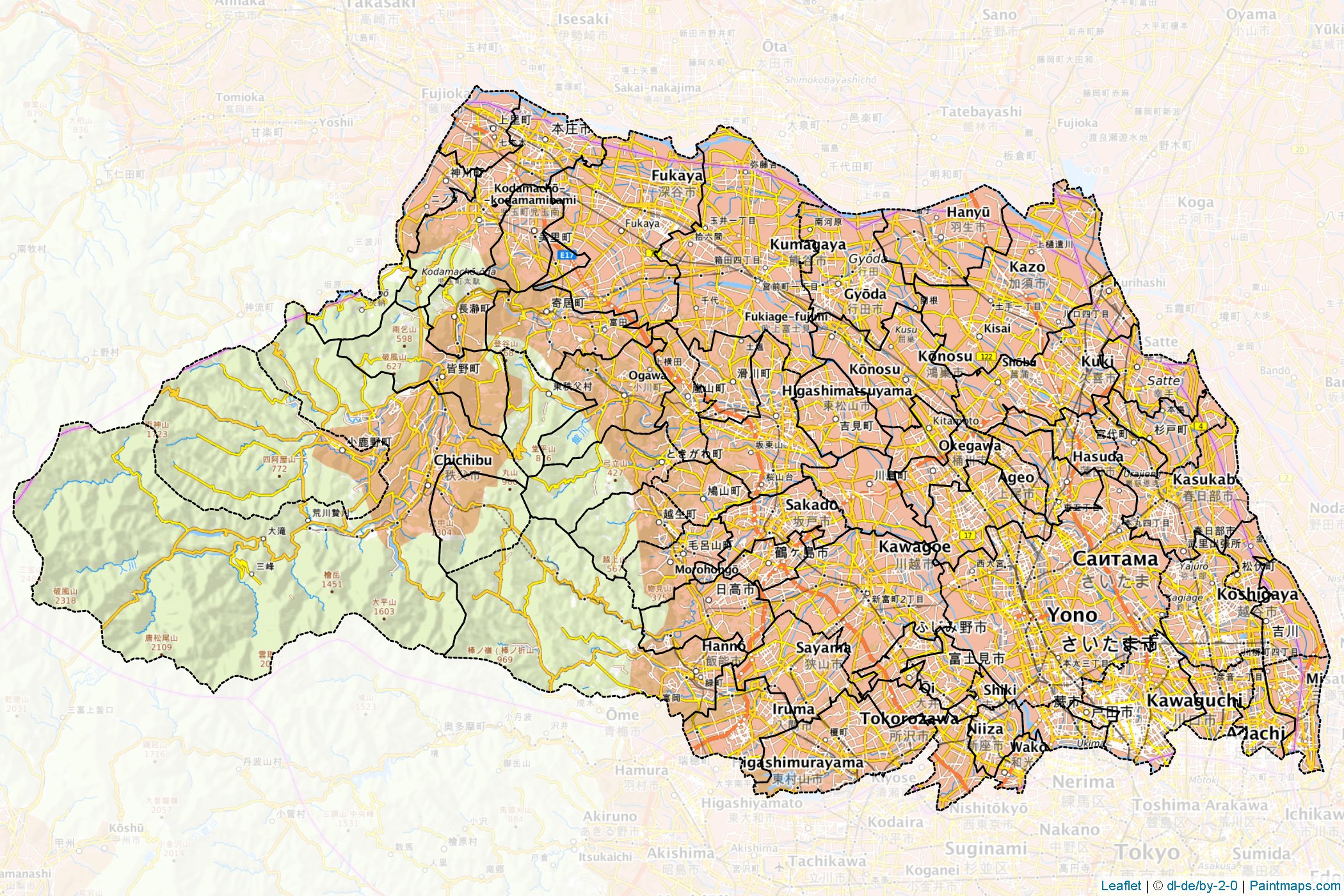 Saitama Prefecture (Japan) Map Cropping Samples-1