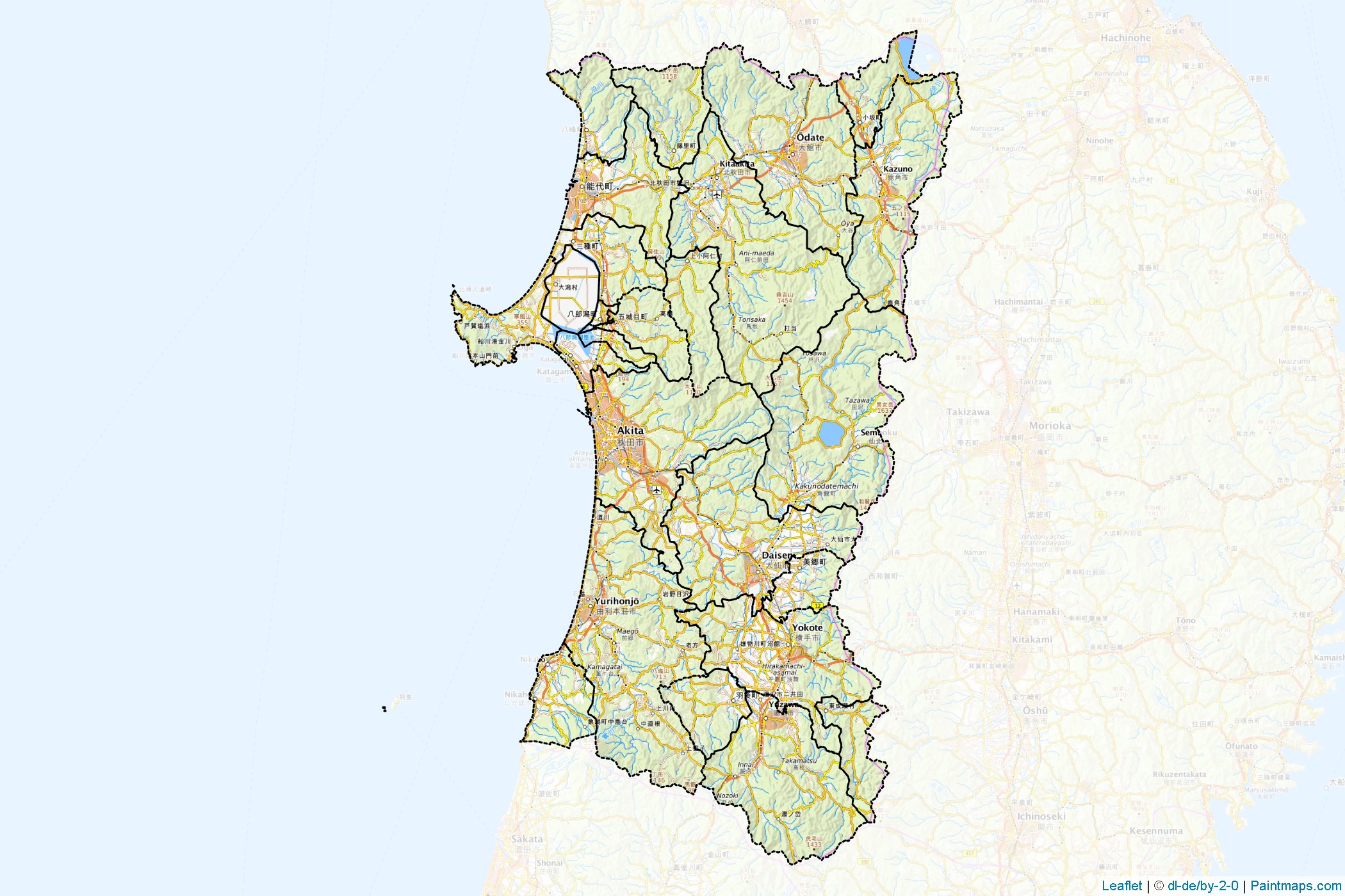 Akita Prefecture (Japan) Map Cropping Samples-1