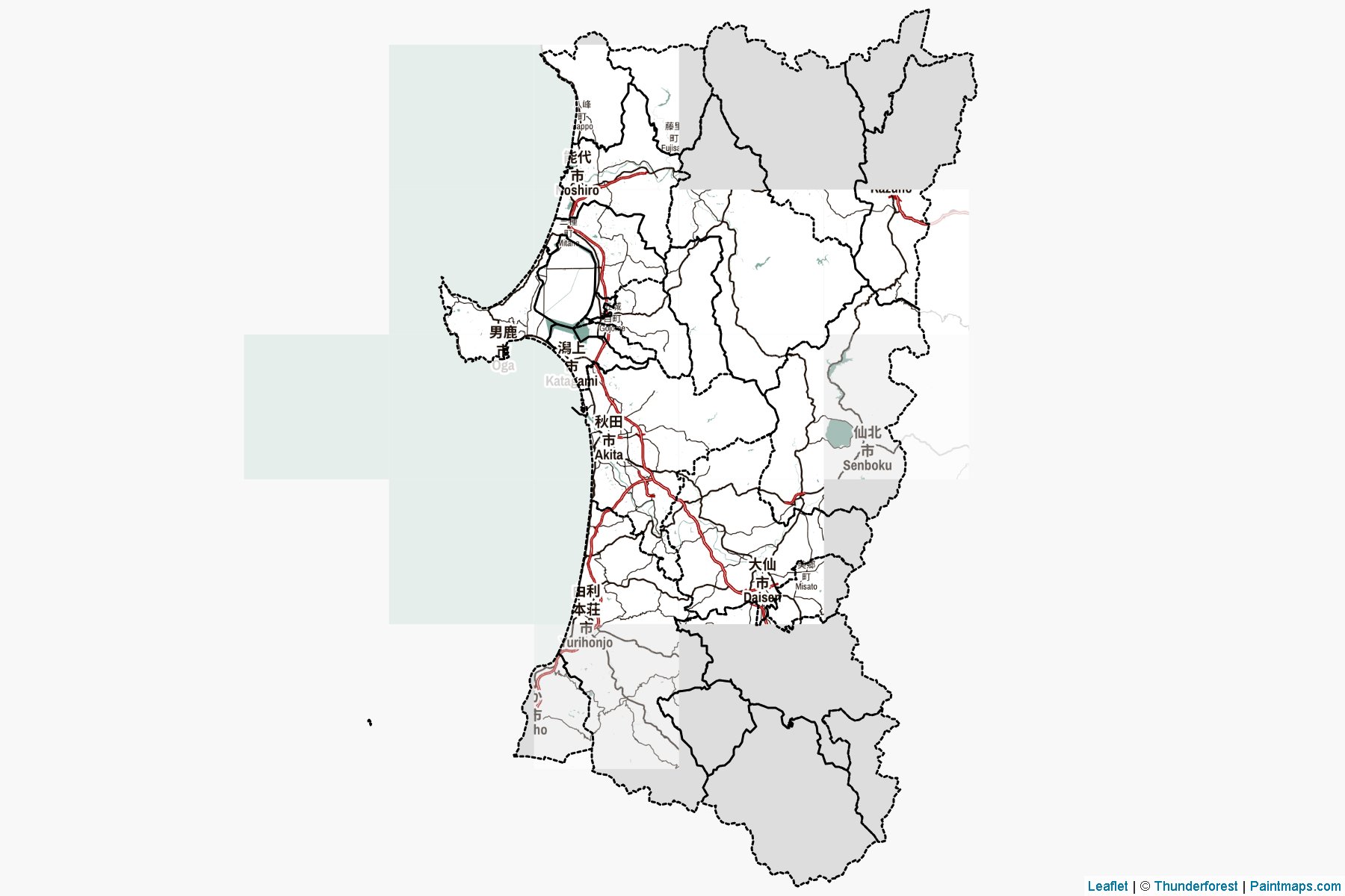 Akita Prefecture (Japan) Map Cropping Samples-2