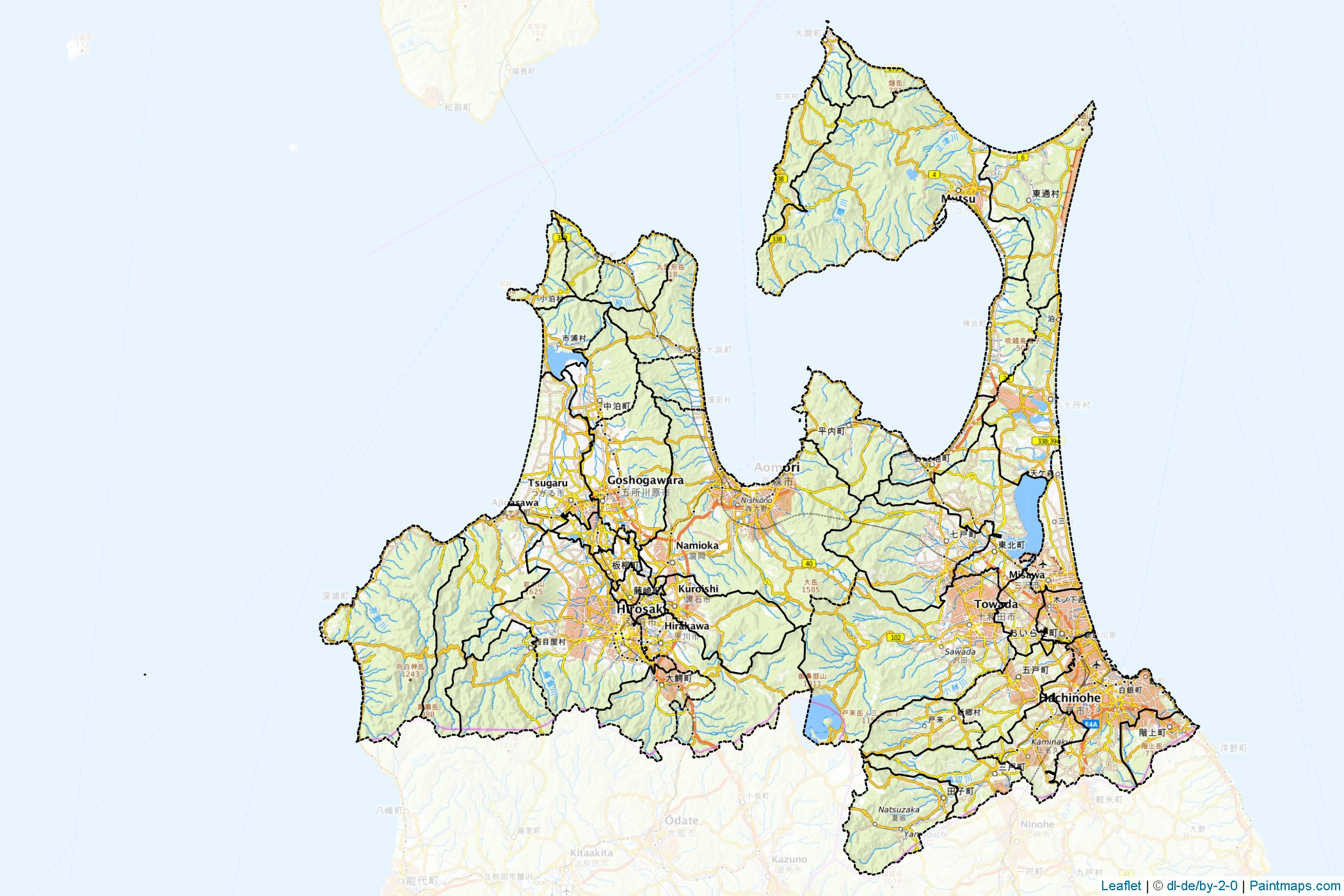 Aomori Prefecture (Japan) Map Cropping Samples-1