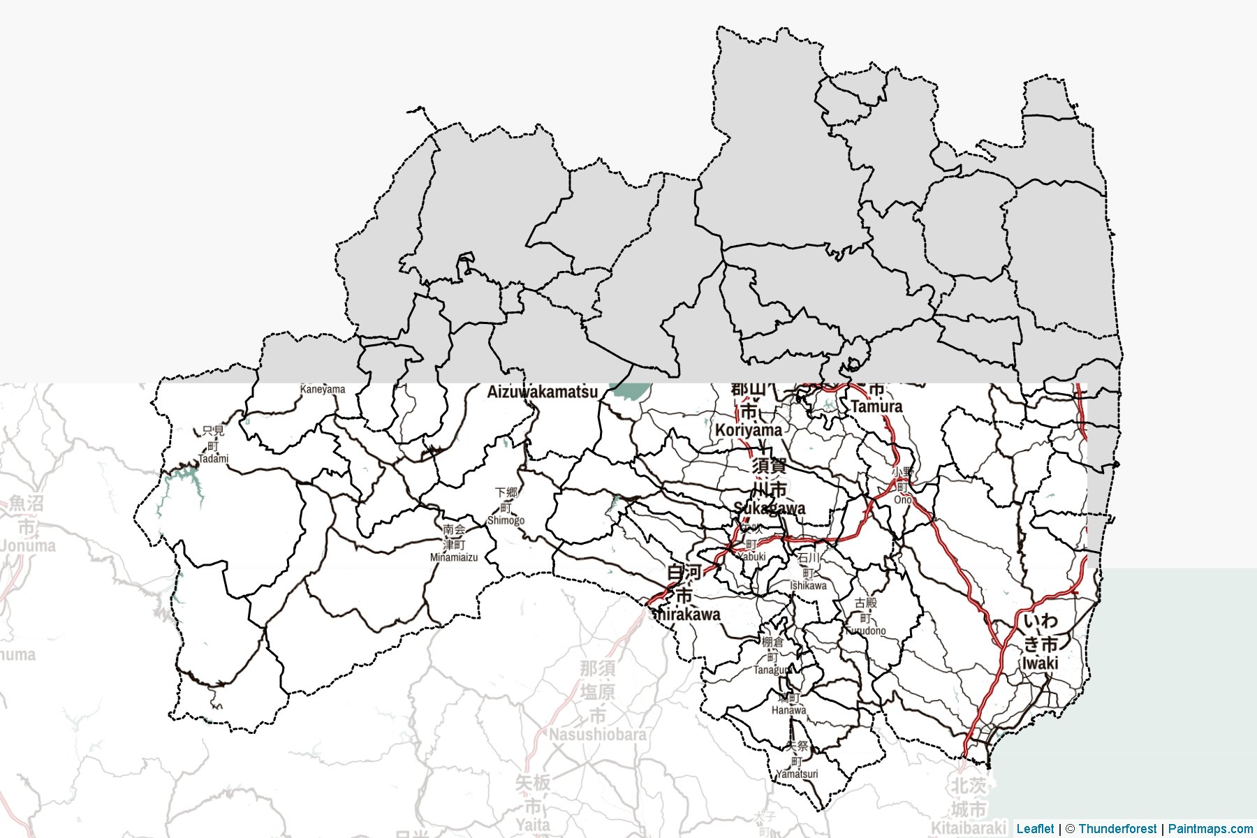 Muestras de recorte de mapas Fukushima (Japón)-2