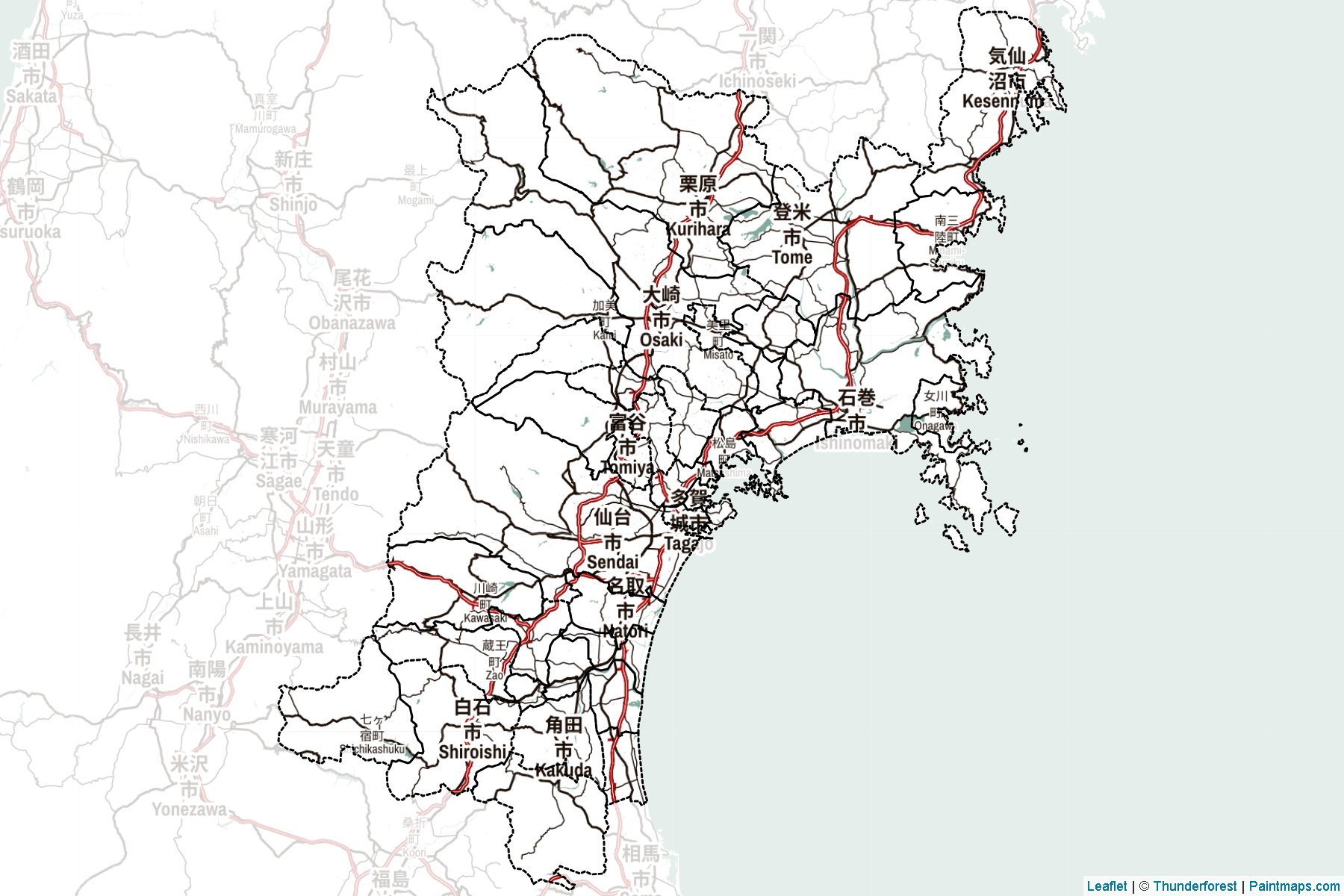 Miyagi Prefecture (Japan) Map Cropping Samples-2